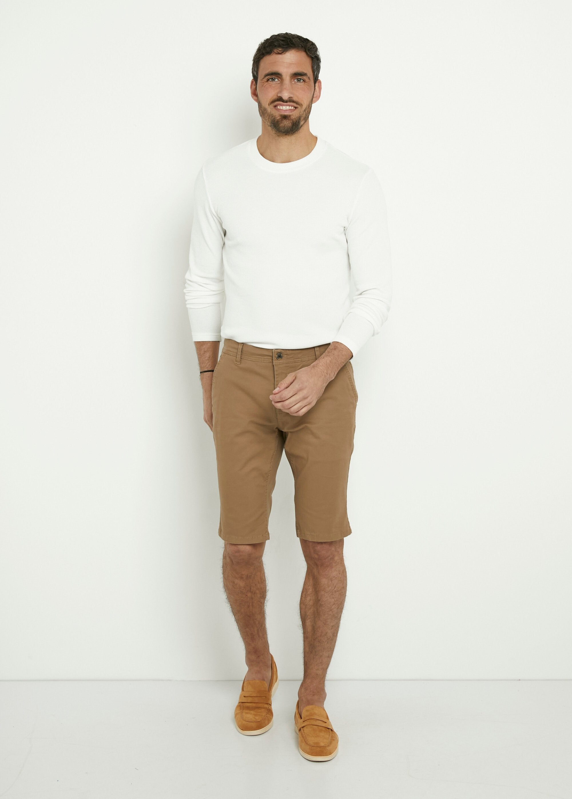 Bermuda_van_stretch_katoen_canvas_Camel_SF1_slim