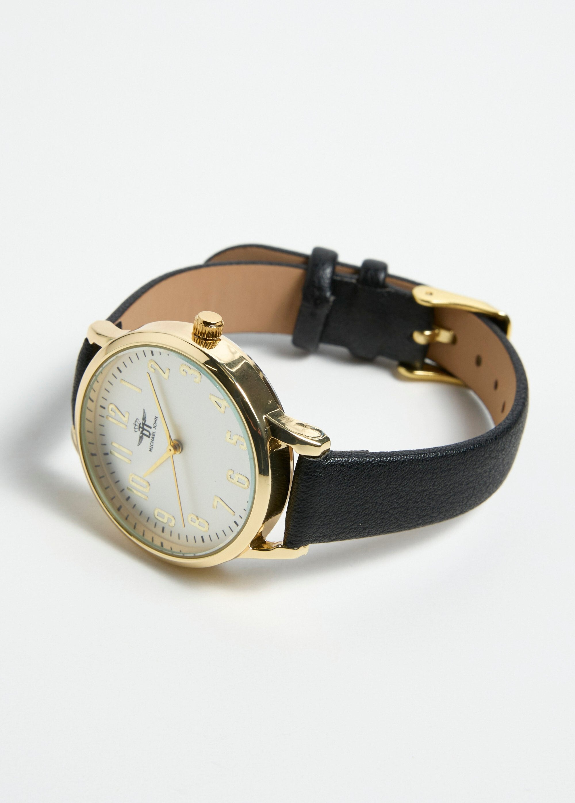 Rond_roestvrijstalen_horloge_met_imitatieleren_band_Noir_DE1_slim