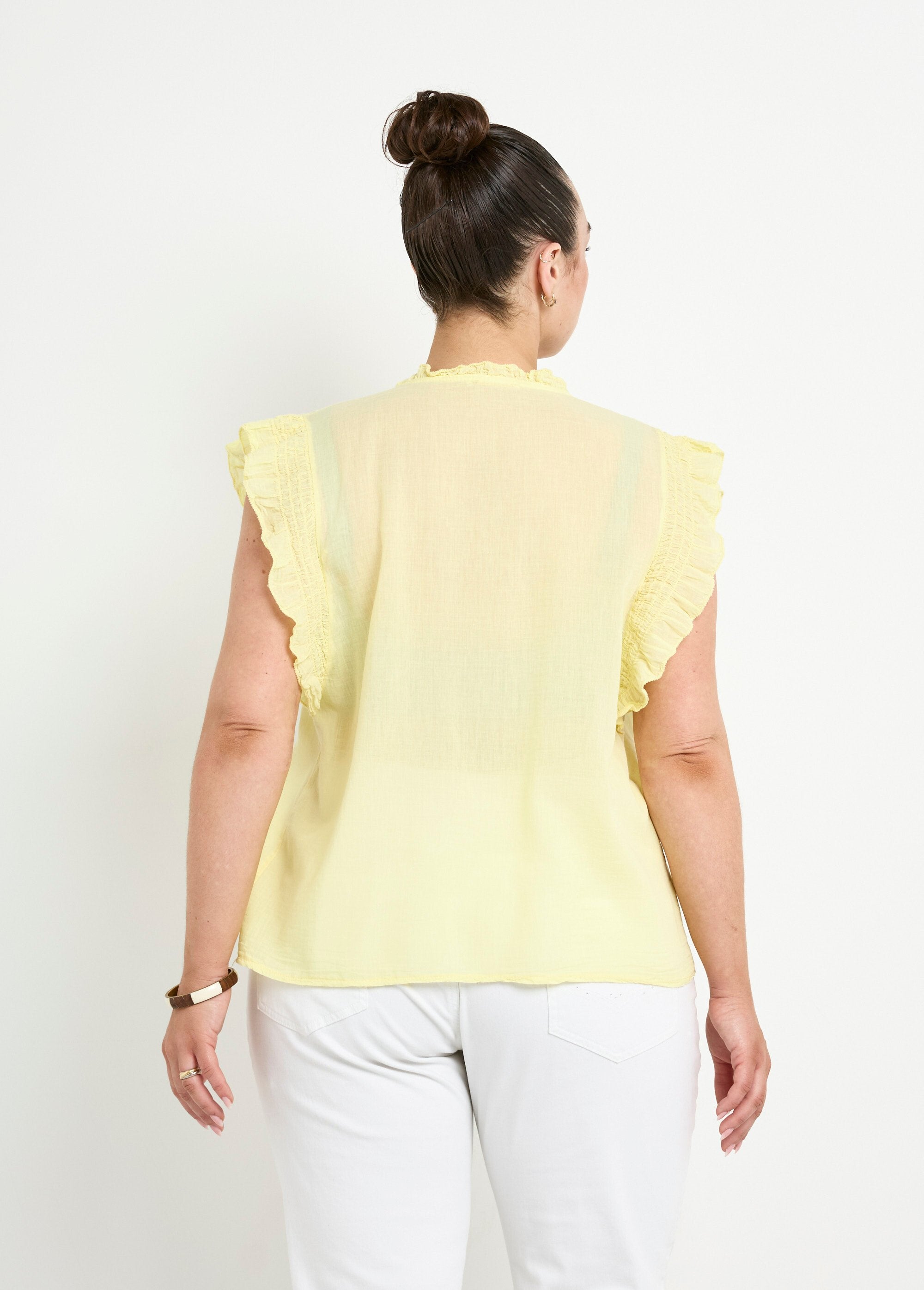 Mouwloze_blouse_van_katoenvoile_Jaune_DO1_curvy