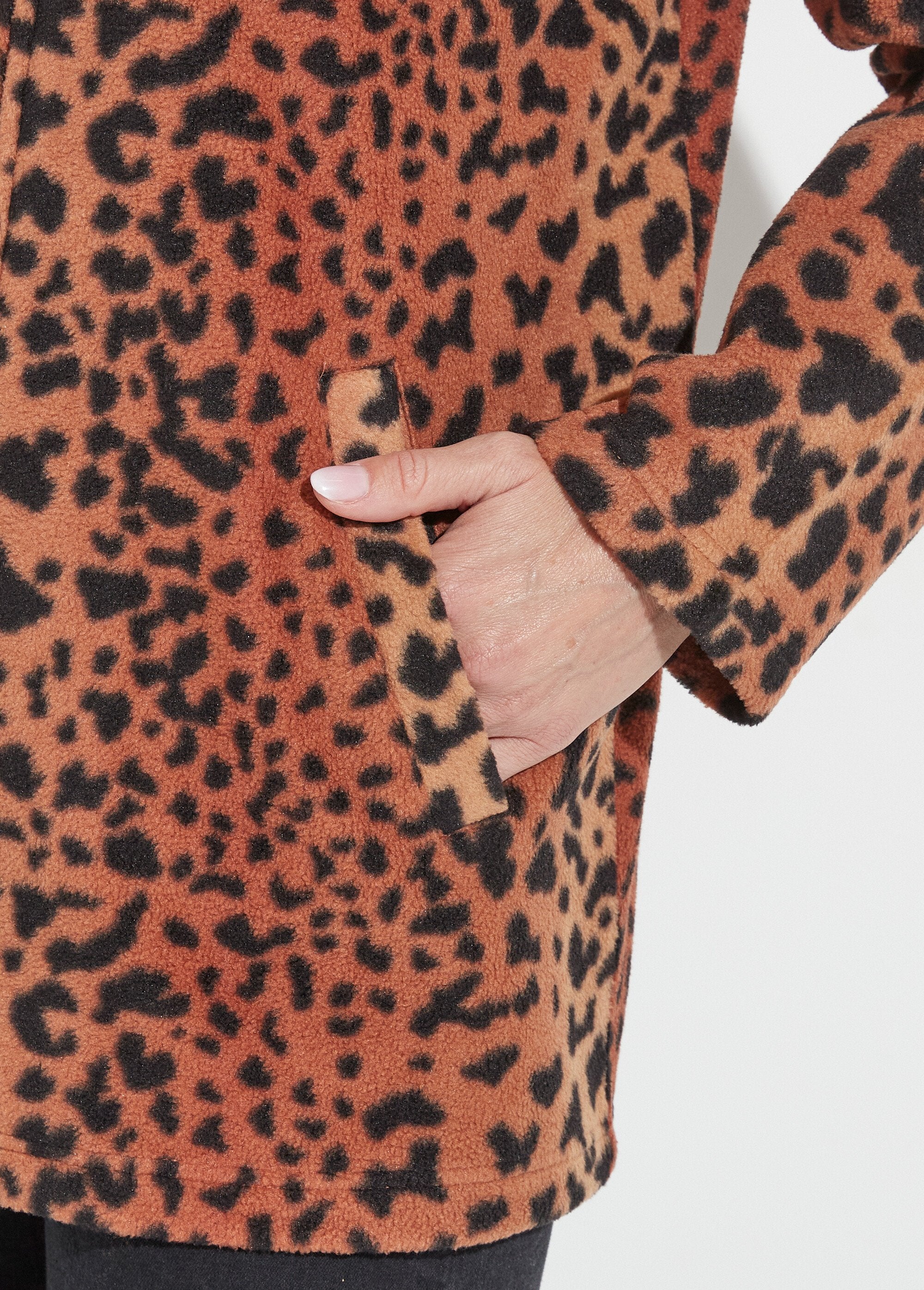 Bedrukte_fleece_jas_met_rits_Marron_et_noir_DE2_slim