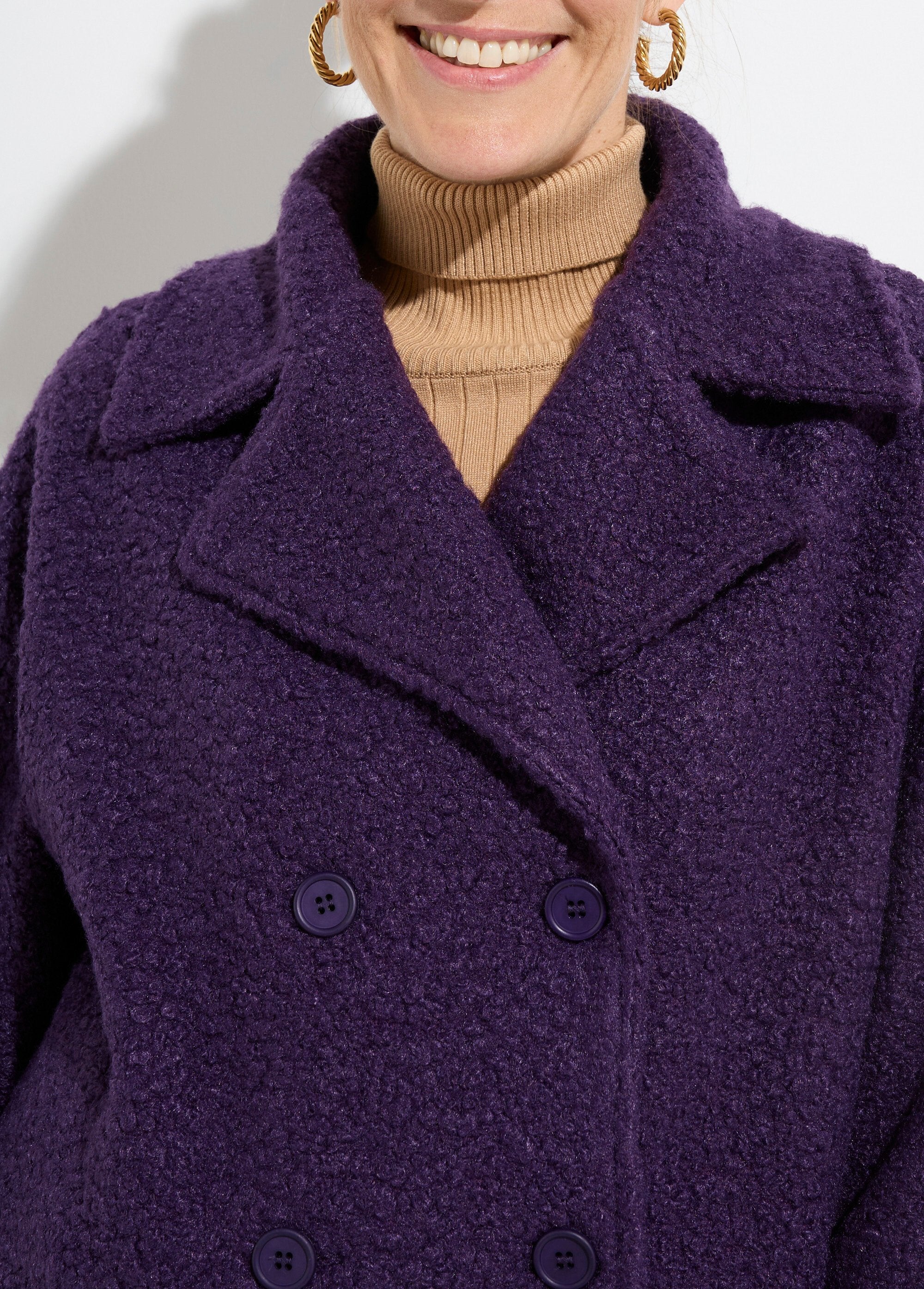 Effen_korte_pea_coat_in_een_gekrulde_wollen_look_Violet_fonce_DE1_slim