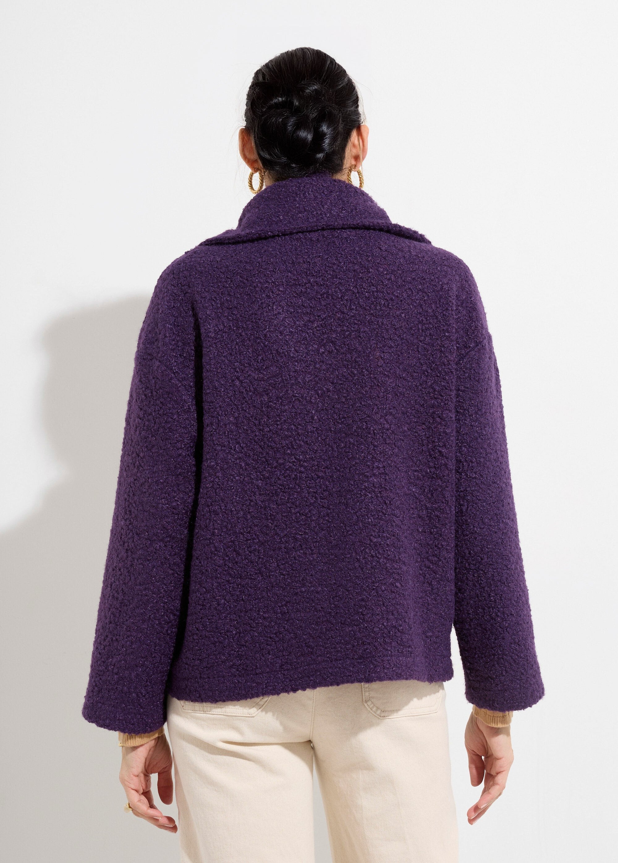 Effen_korte_pea_coat_in_een_gekrulde_wollen_look_Violet_fonce_DO1_slim