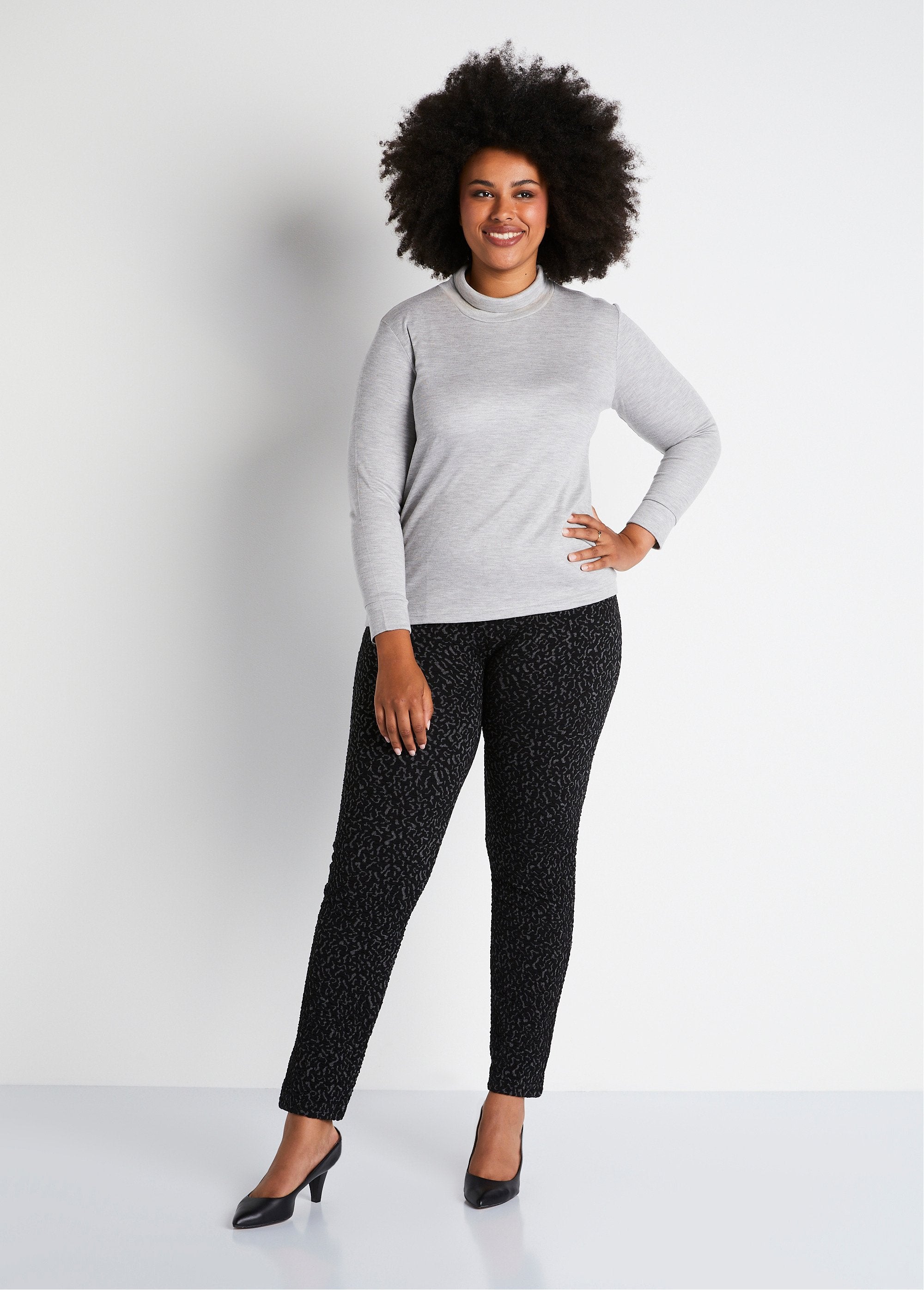 Legging_met_elastische_taille,_effen_of_tweekleurig_Grijs_en_zwart_SF1_curvy