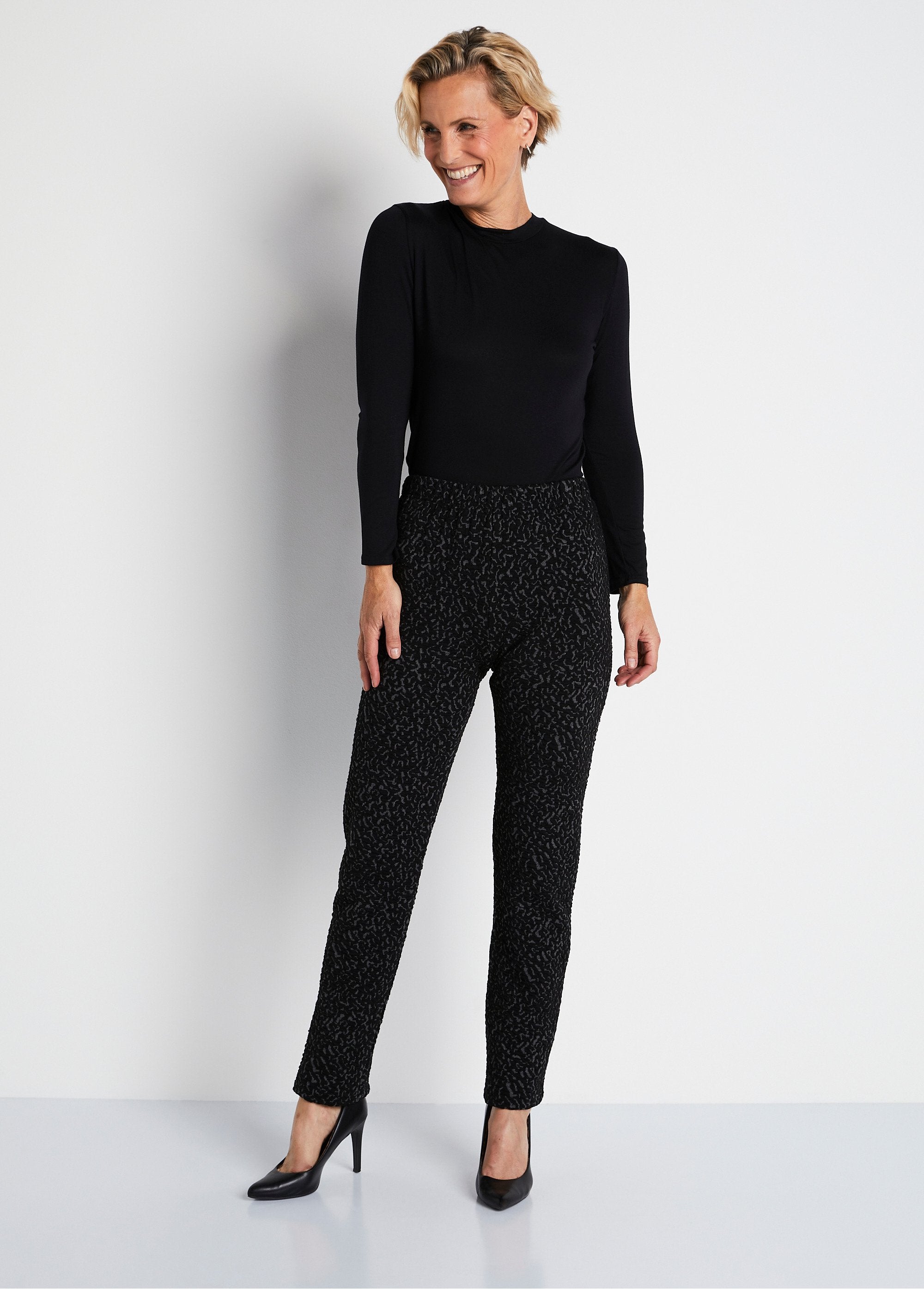 Legging_met_elastische_taille,_effen_of_tweekleurig_Grijs_en_zwart_SF1_slim