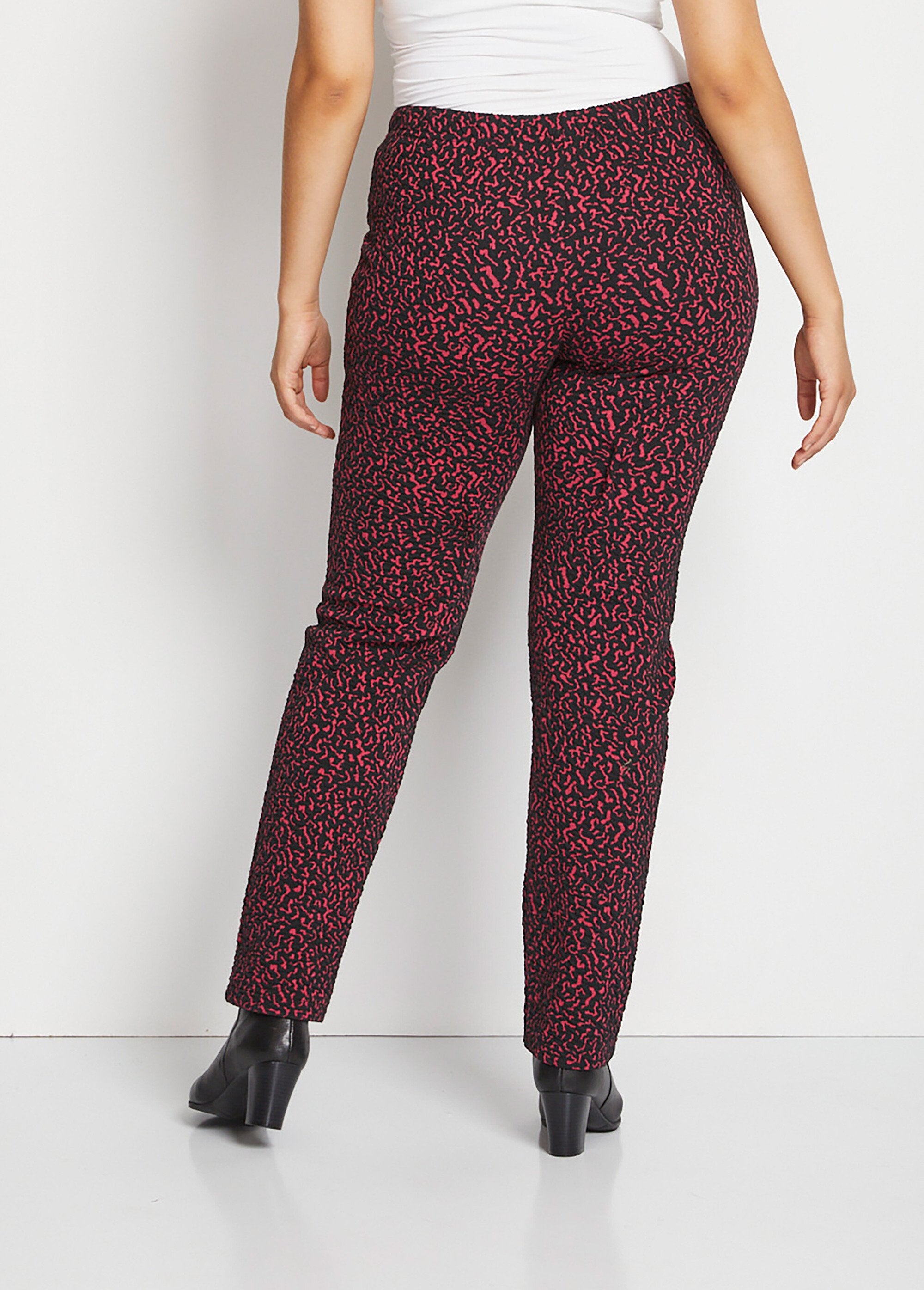 Legging_met_elastische_taille,_effen_of_tweekleurig_Framboos_en_zwart_DO1_curvy