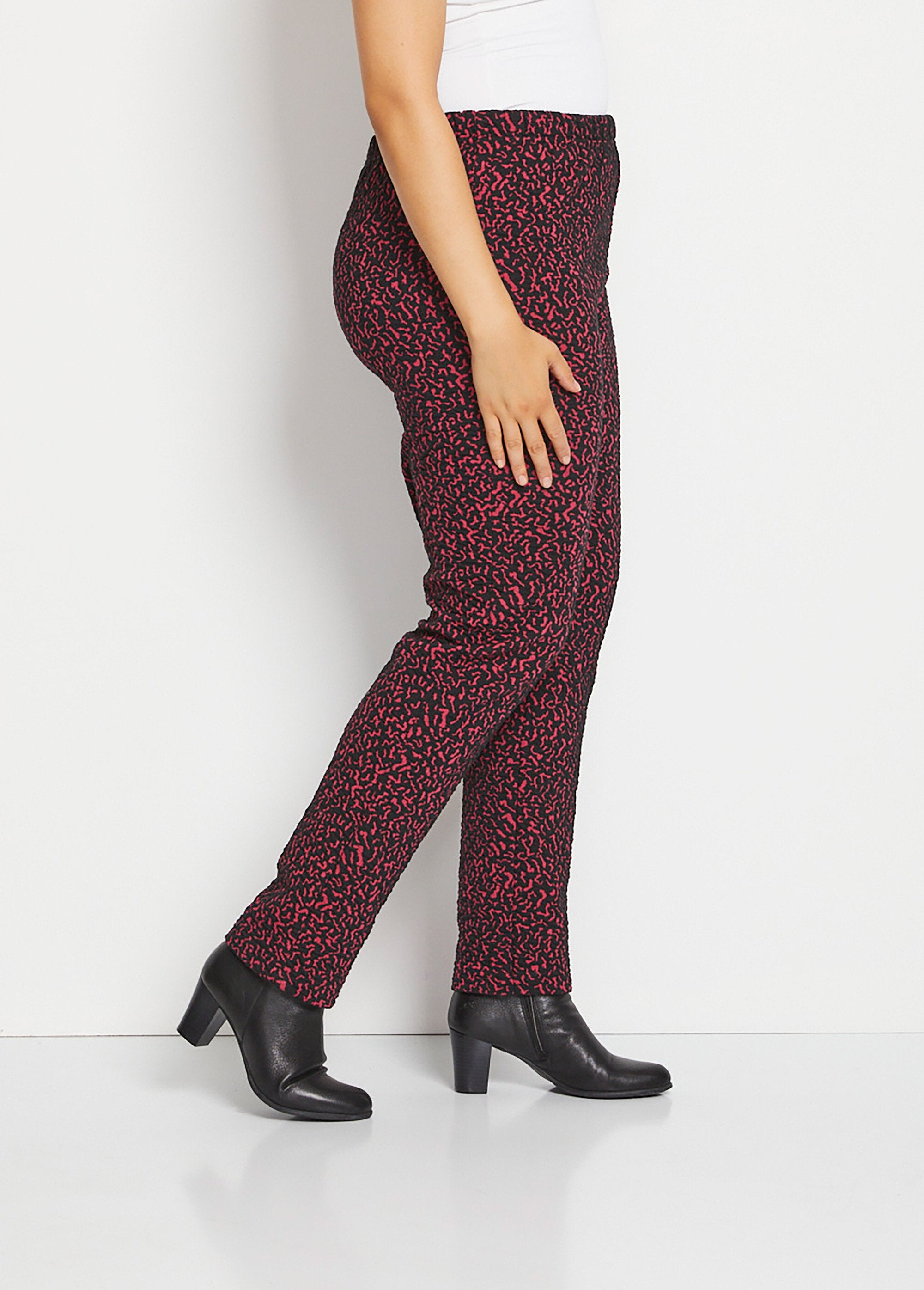 Legging_met_elastische_taille,_effen_of_tweekleurig_Framboos_en_zwart_DR1_curvy