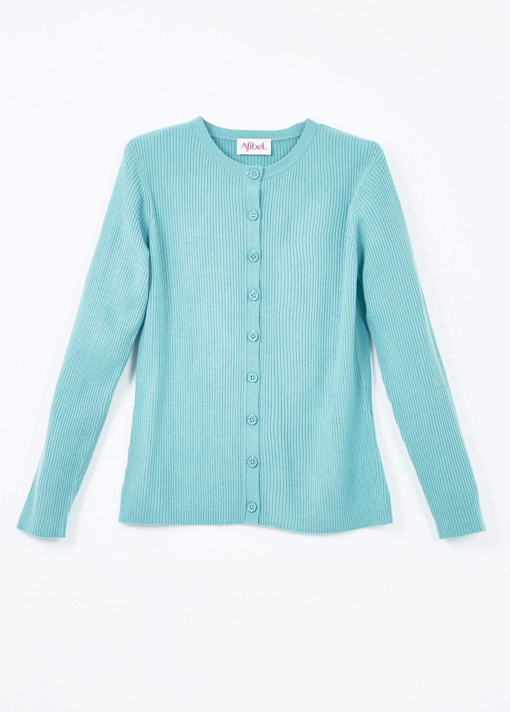 Cardigan_boutonné_maille_côtelée_unie_Aqua_AP1_slim