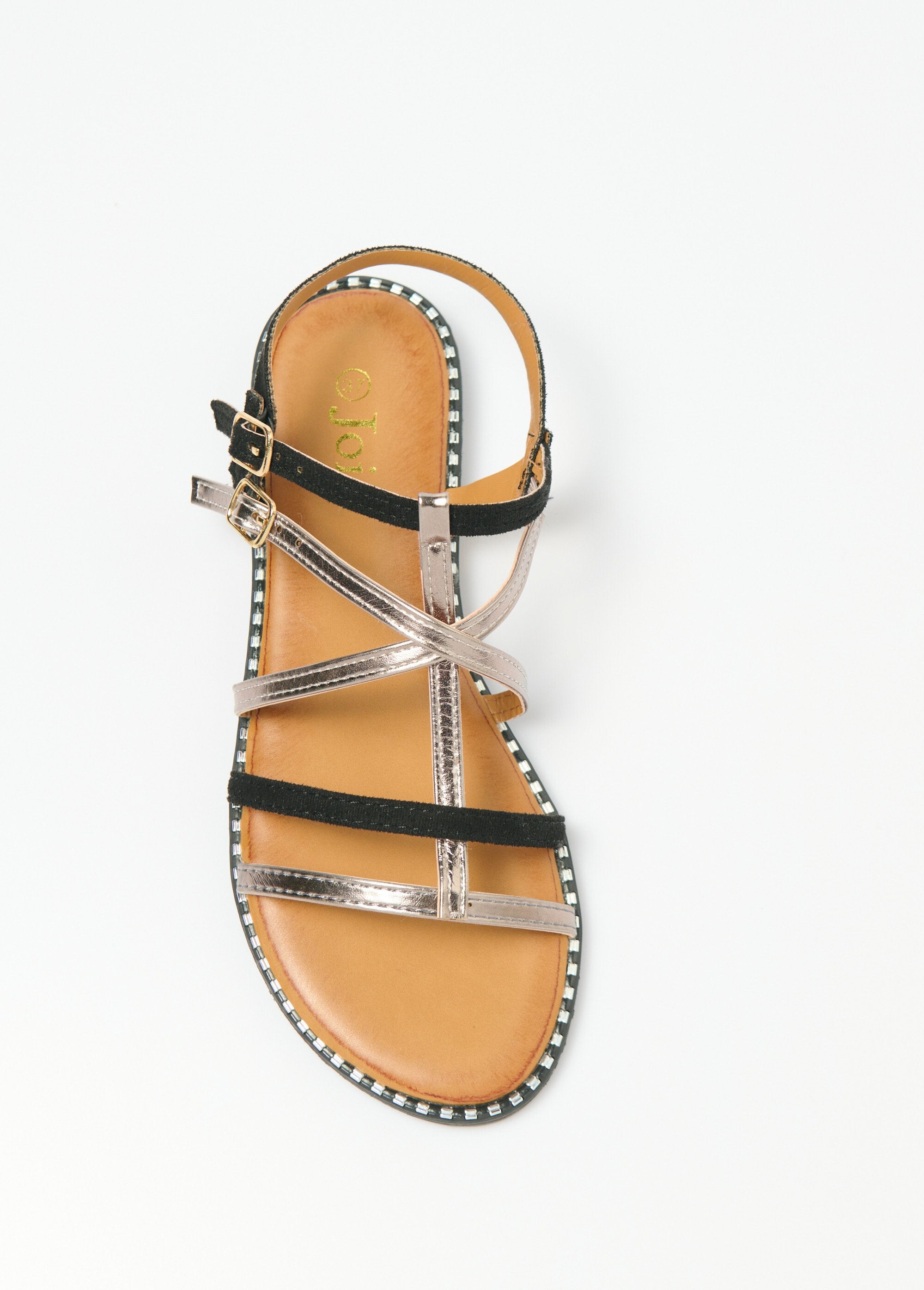 Joia®_-_Tweekleurige_sandalen_met_bandjes_Noir_et_argente_OV1_slim