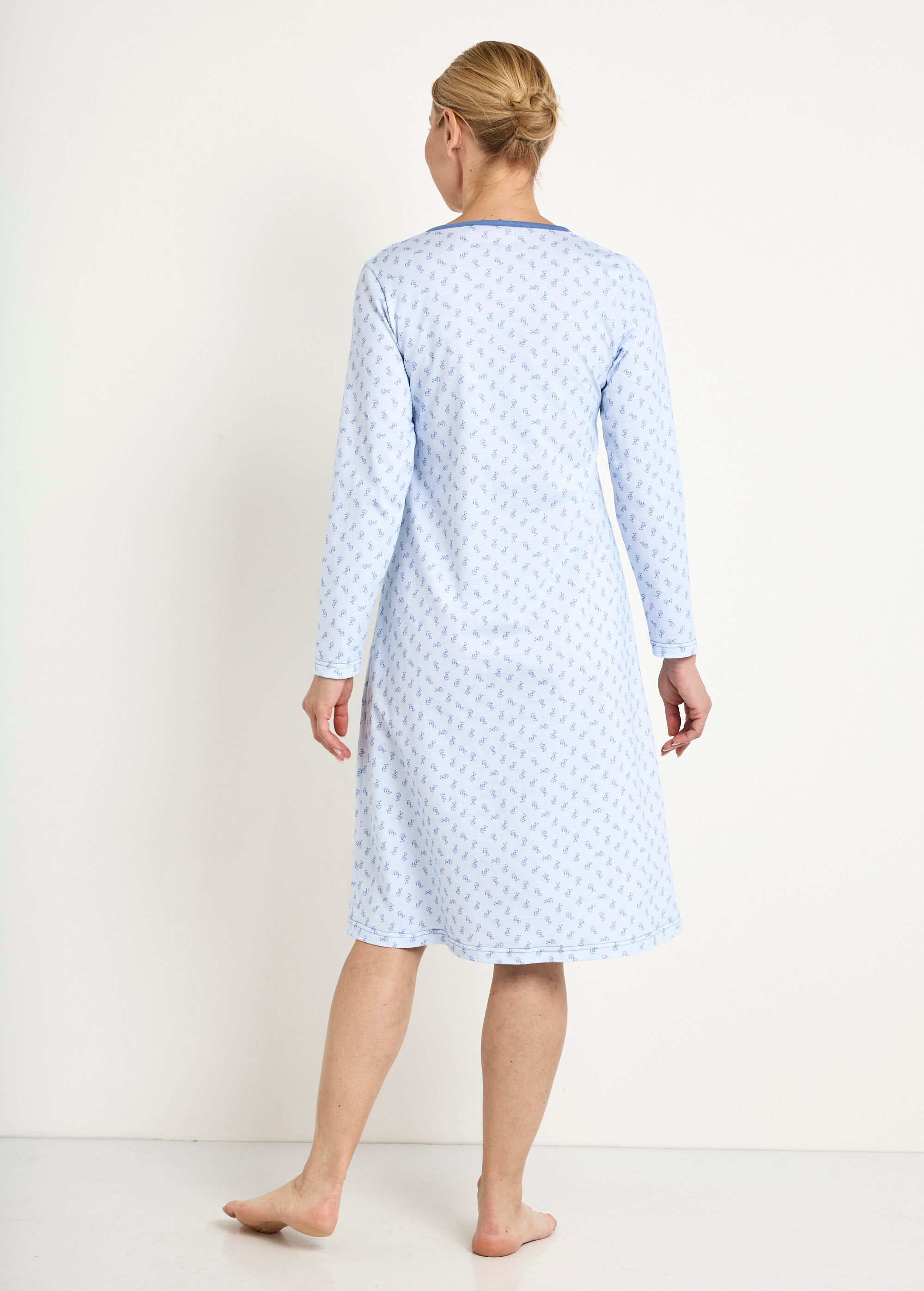 Nachthemd_met_3/4_mouwen_en_katoenprint_Bleu_DO1_slim