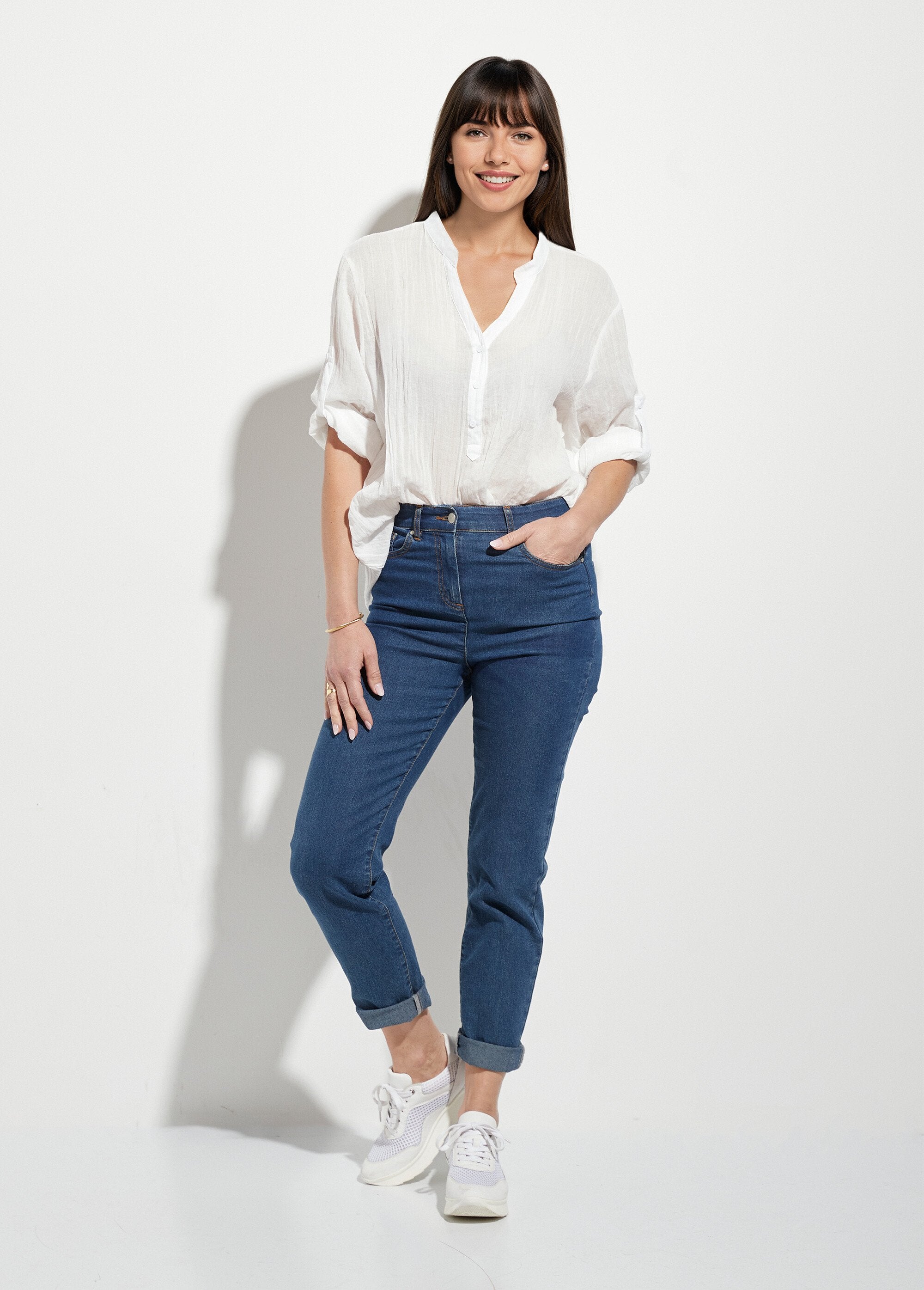 Losvallende_blouse_met_tuniekkraag_van_katoenvoile_Blanc_SF1_slim