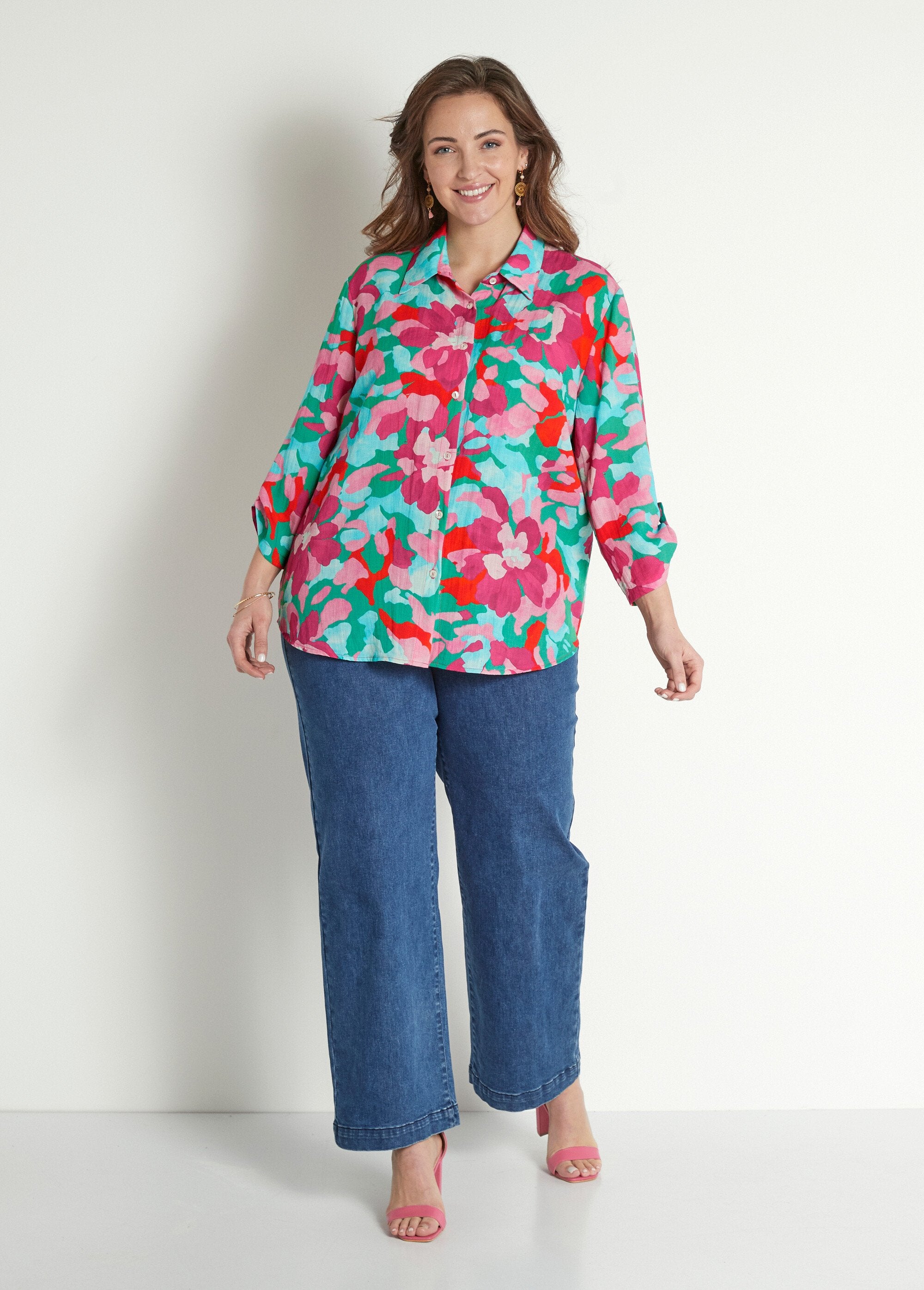 Lange_gebloemde_blouse_met_3/4_oprolmouwen_Rose_et_bleu_SF1_curvy