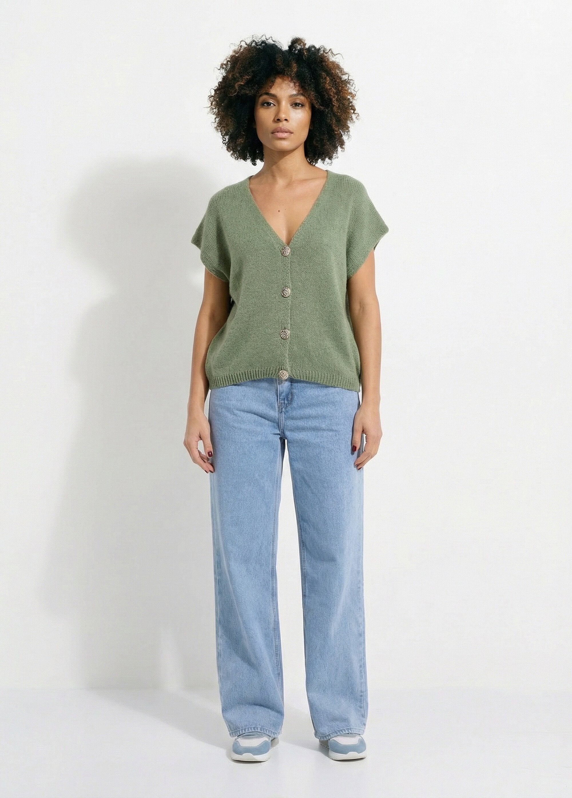 Vest_met_korte_mouwen_en_metalen_knopen_Vert_tilleul_SF1_slim