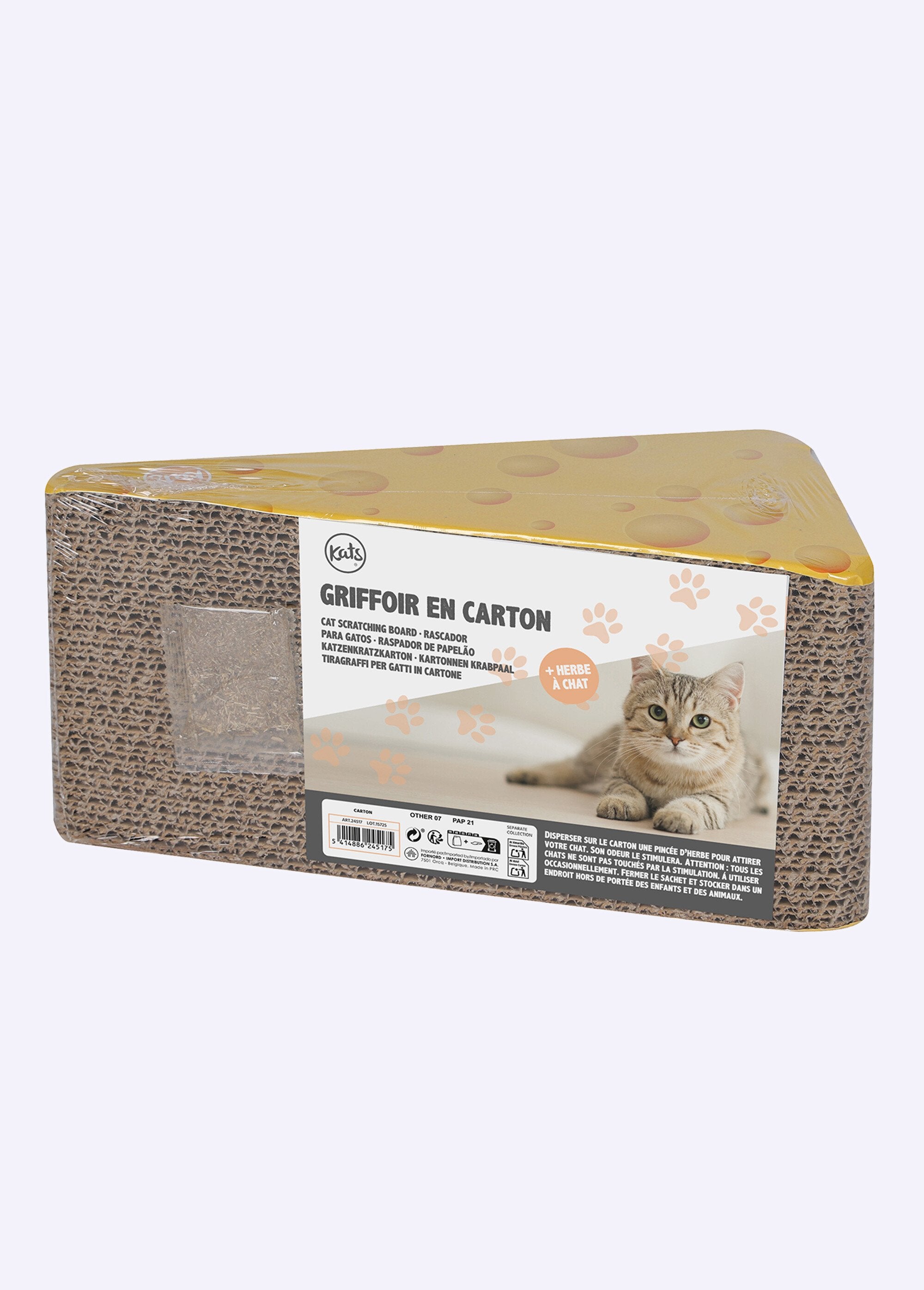 Kaasvormige_kartonnen_krabpaal_Jaune_DE2_slim