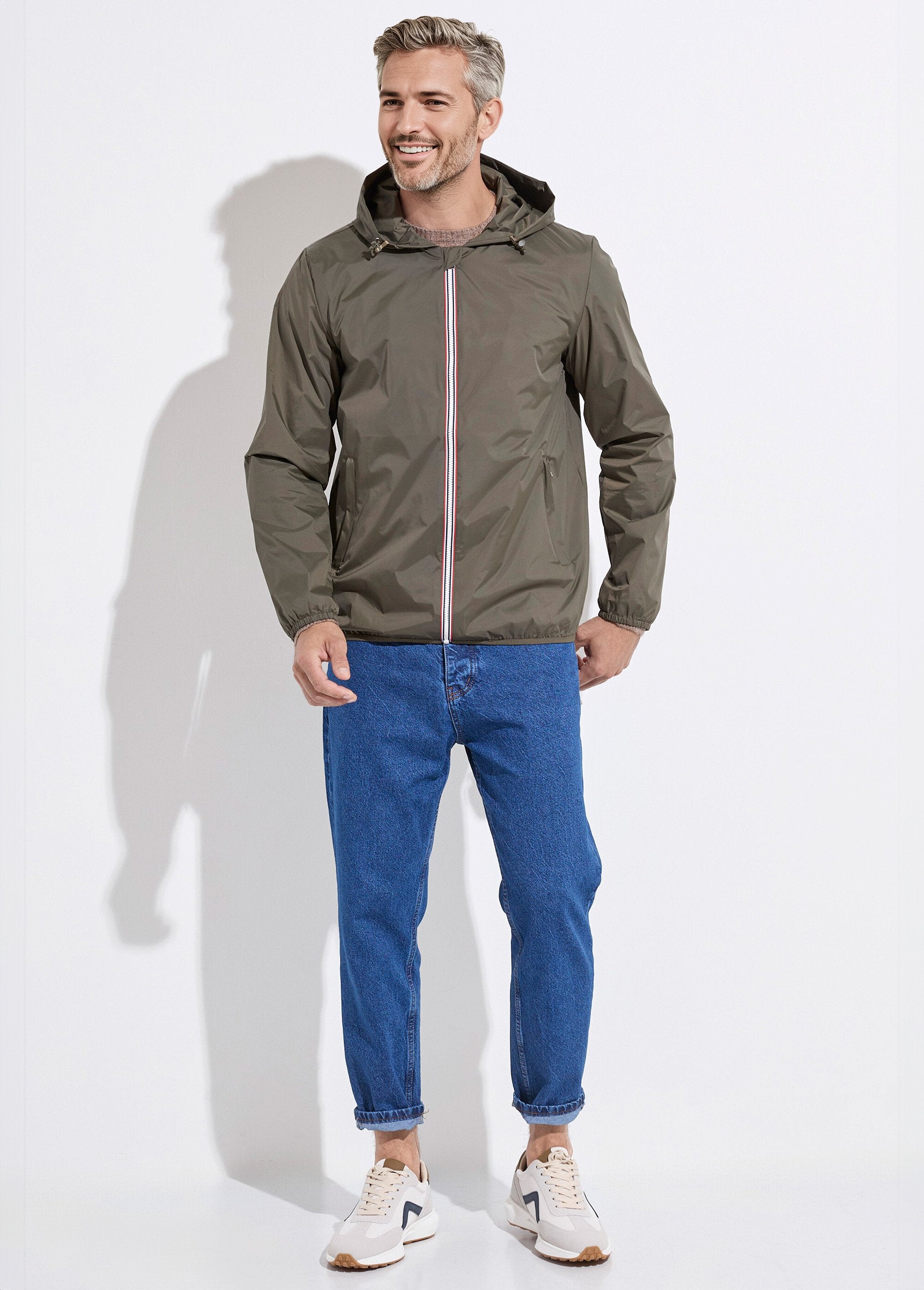 Trendy_korte_waterafstotende_parka_Kaki_SF1_slim