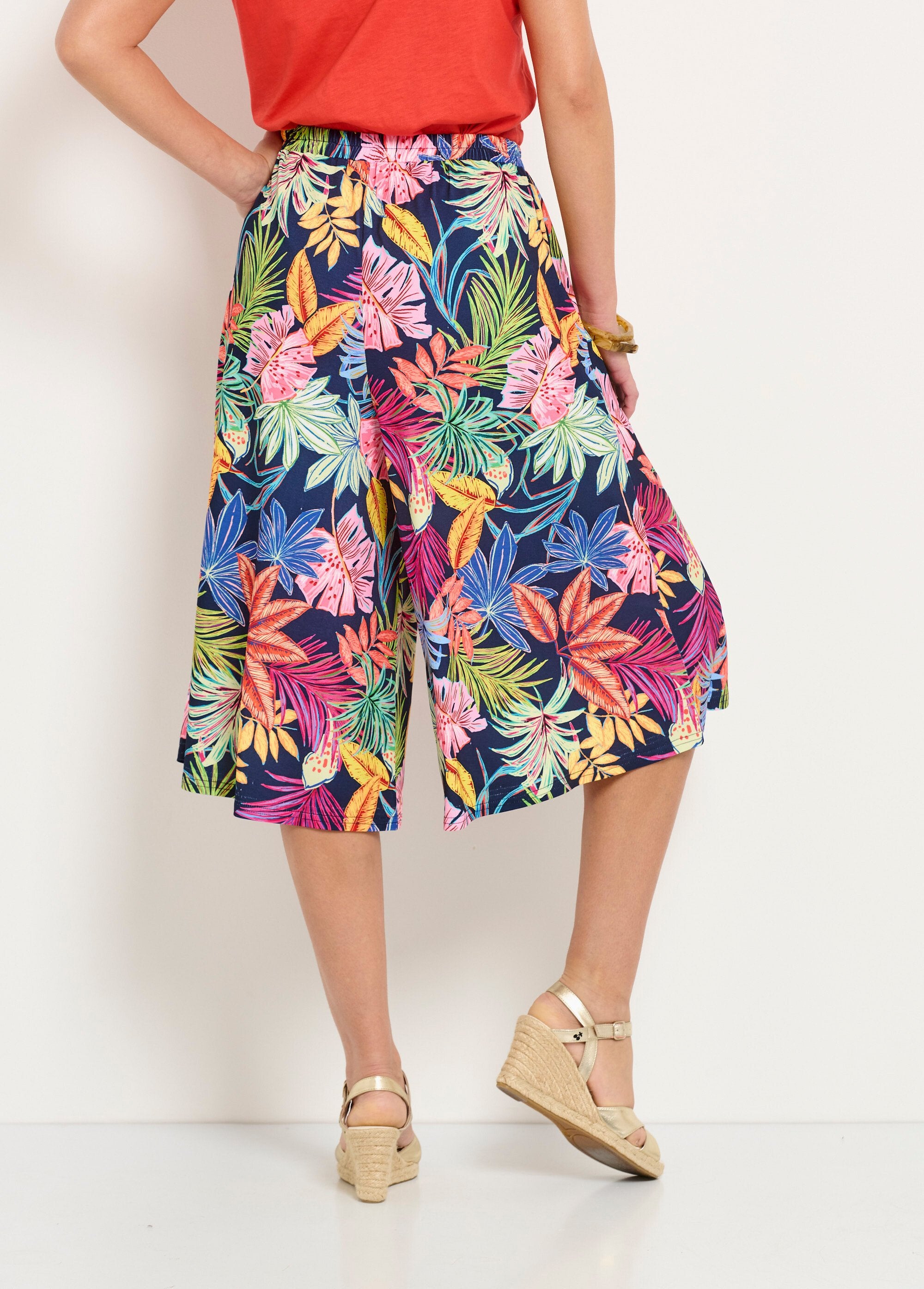 Culottes_met_bladprint_en_elastische_taille_Marine_et_rose_DO1_slim