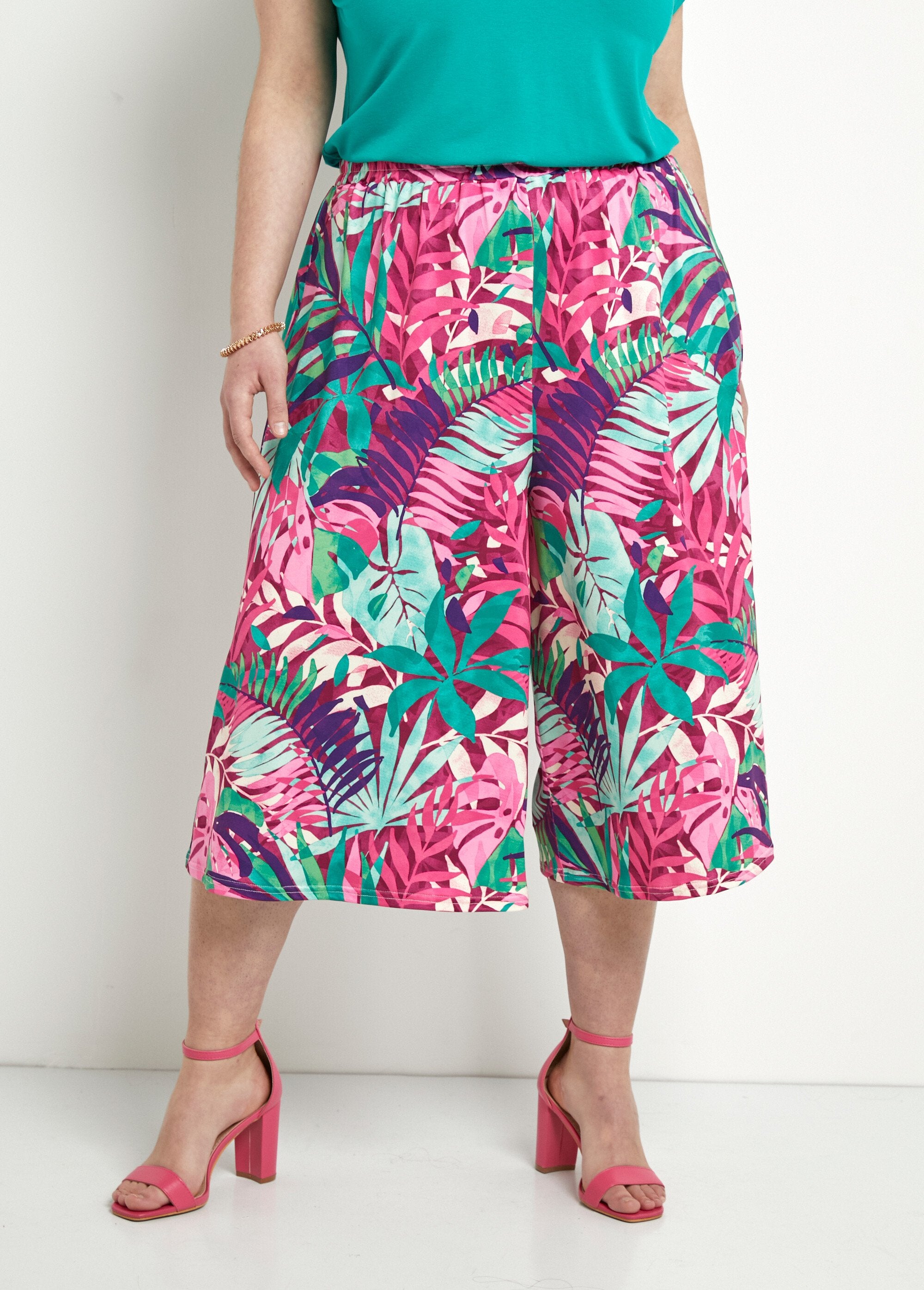 Culottes_met_elastische_taille_en_tropische_print_Multicolore_FA1_curvy