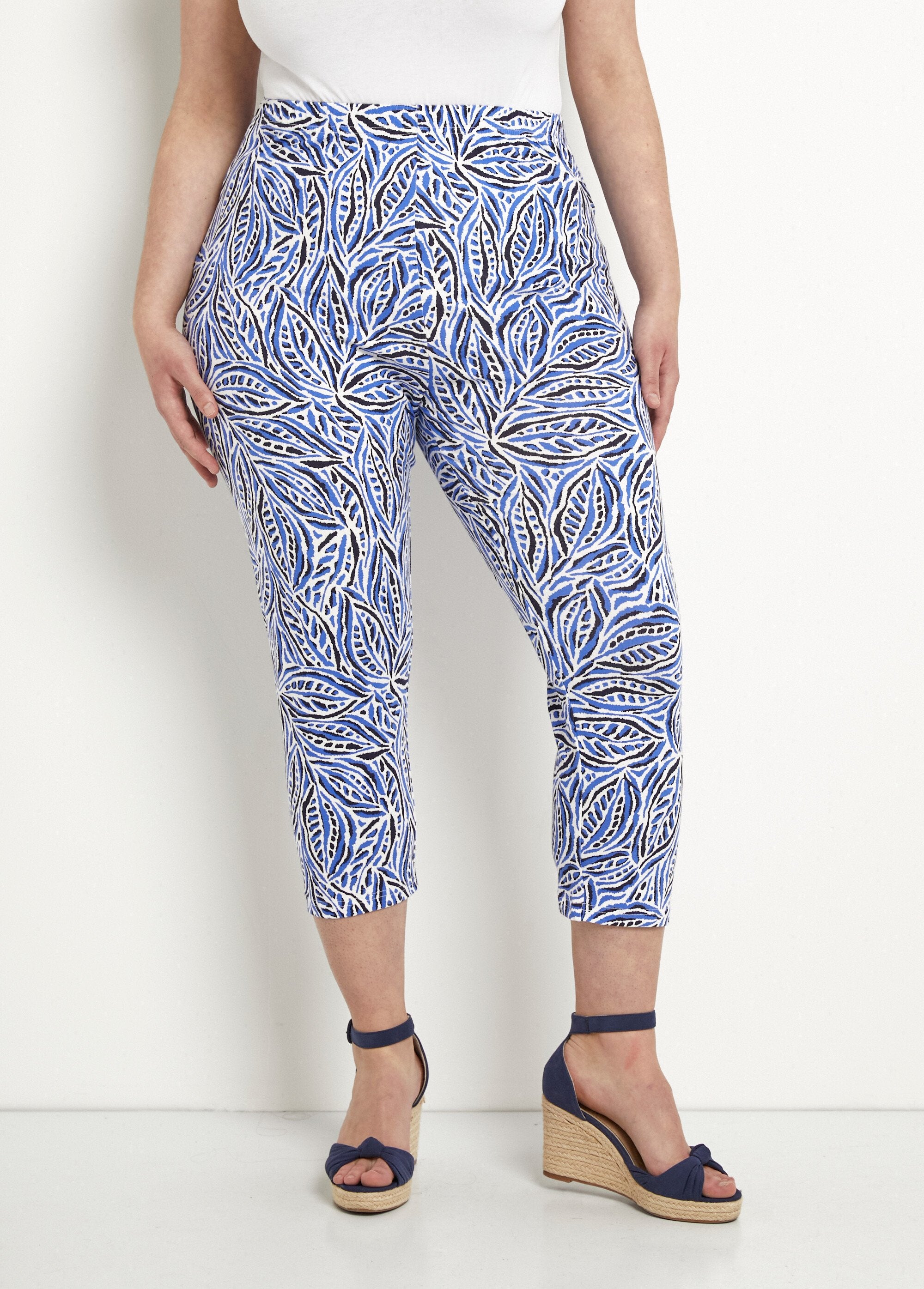 Korte_katoenen_legging_met_elastische_tailleband_Imprime_bleu_FA1_curvy