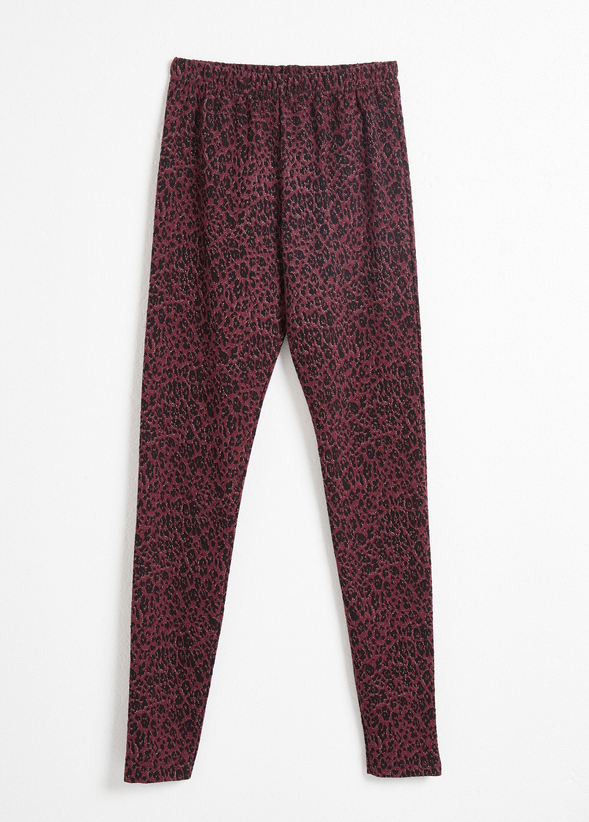 Legging_van_jacquard_met_dierenhuid_en_elastische_tailleband_Cassis_et_noir_AP1_slim