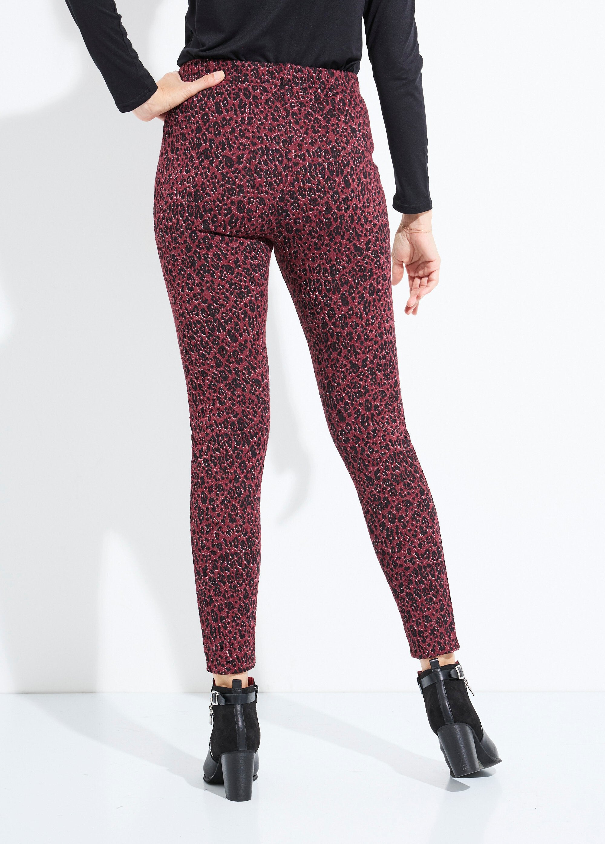Legging_van_jacquard_met_dierenhuid_en_elastische_tailleband_Cassis_et_noir_DO1_slim