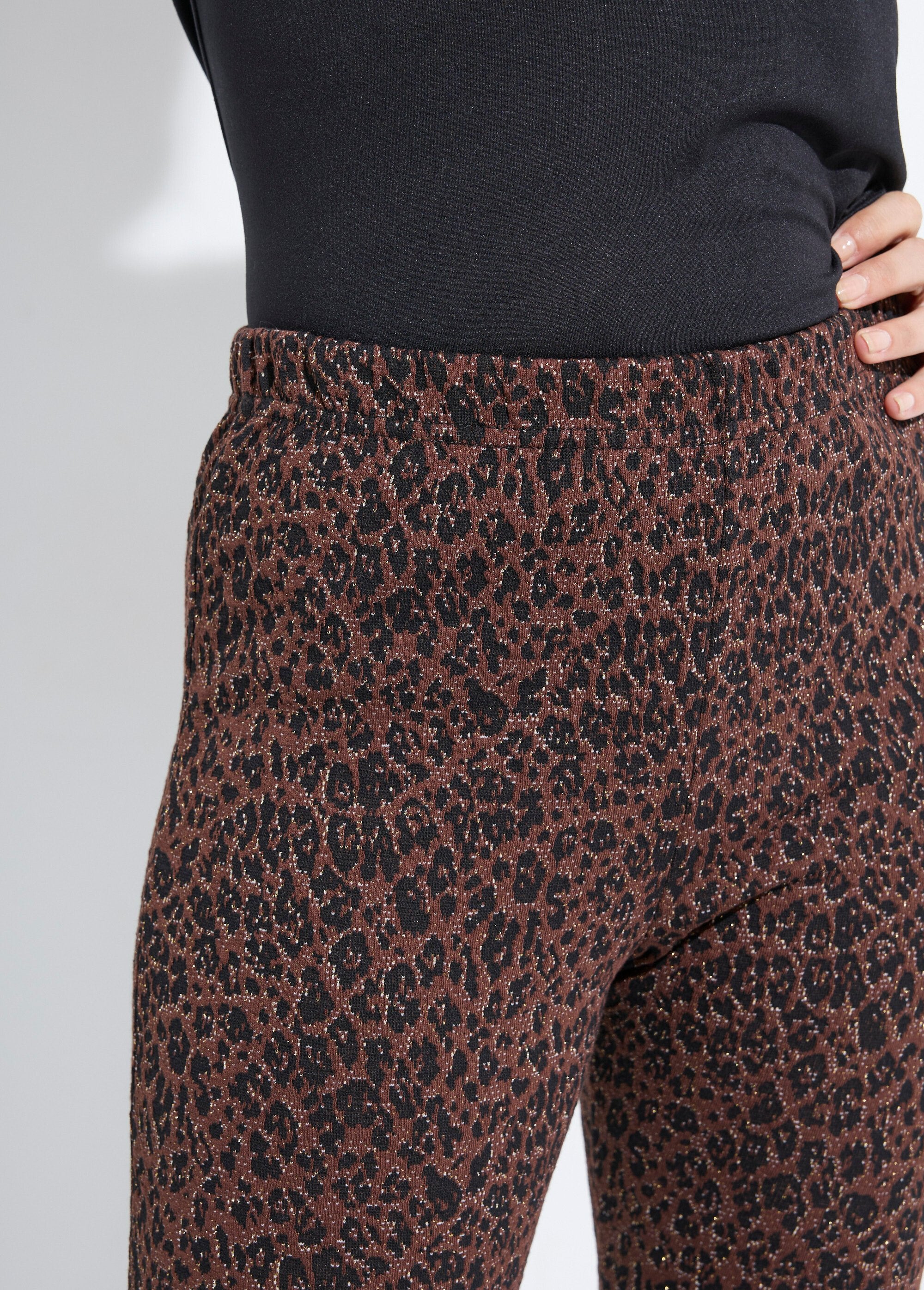 Legging_van_jacquard_met_dierenhuid_en_elastische_tailleband_Marron_et_noir_DE1_slim