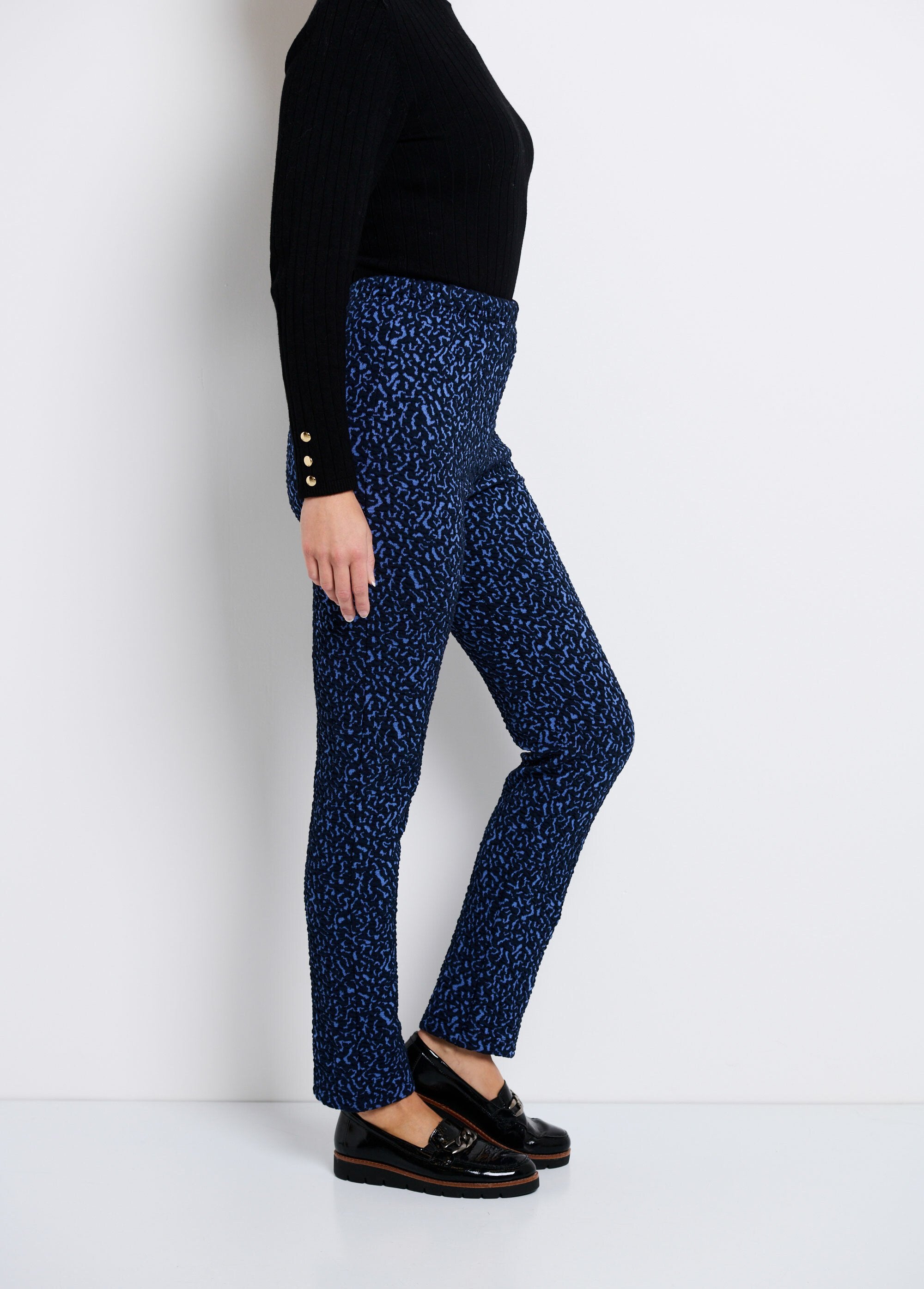 Legging_met_elastische_taille,_effen_of_tweekleurig_Bleu_et_indigo_DR1_slim