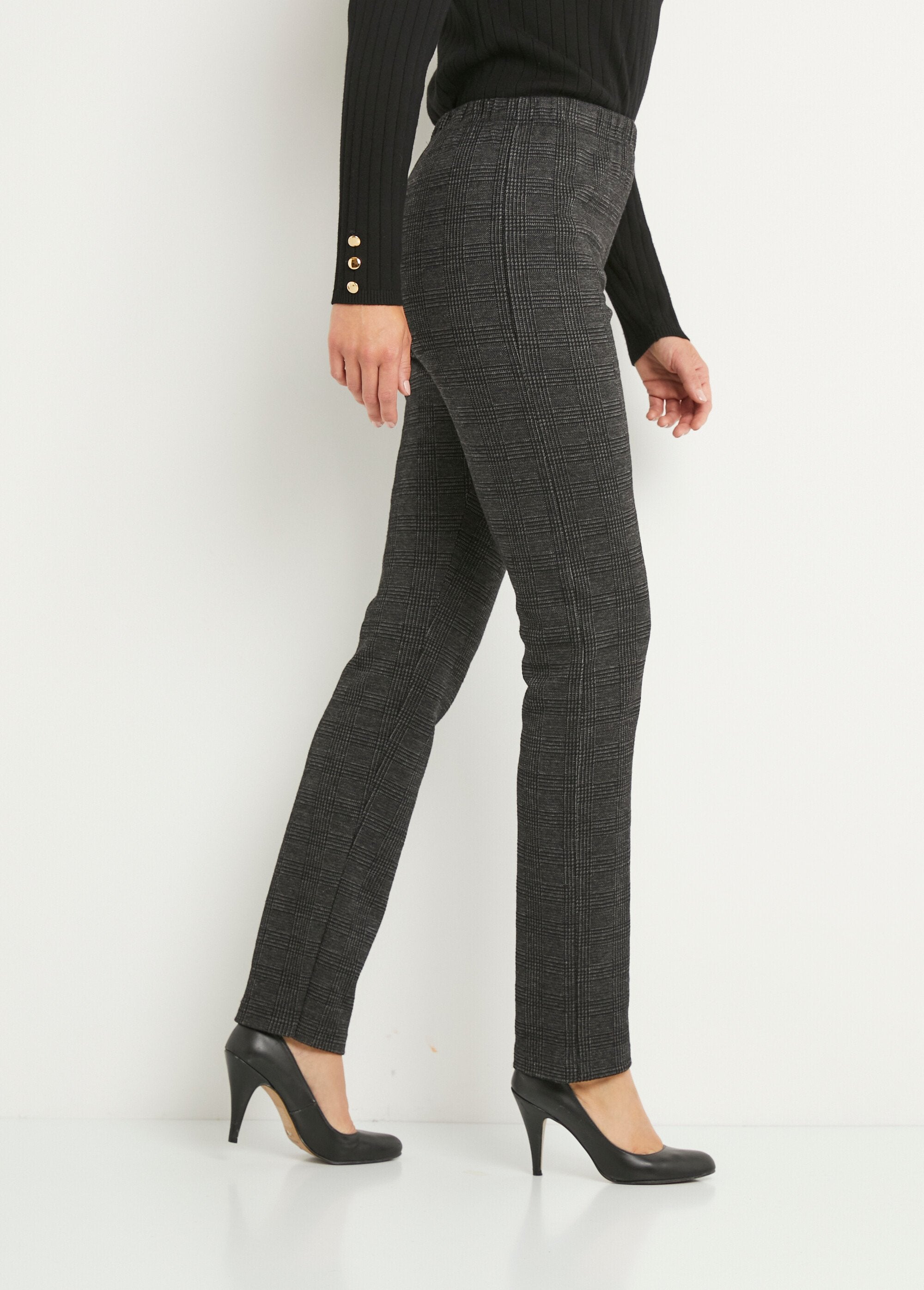Legging_van_stretch_jersey_met_elastische_tailleband_Carreaux_gris_DR1_slim