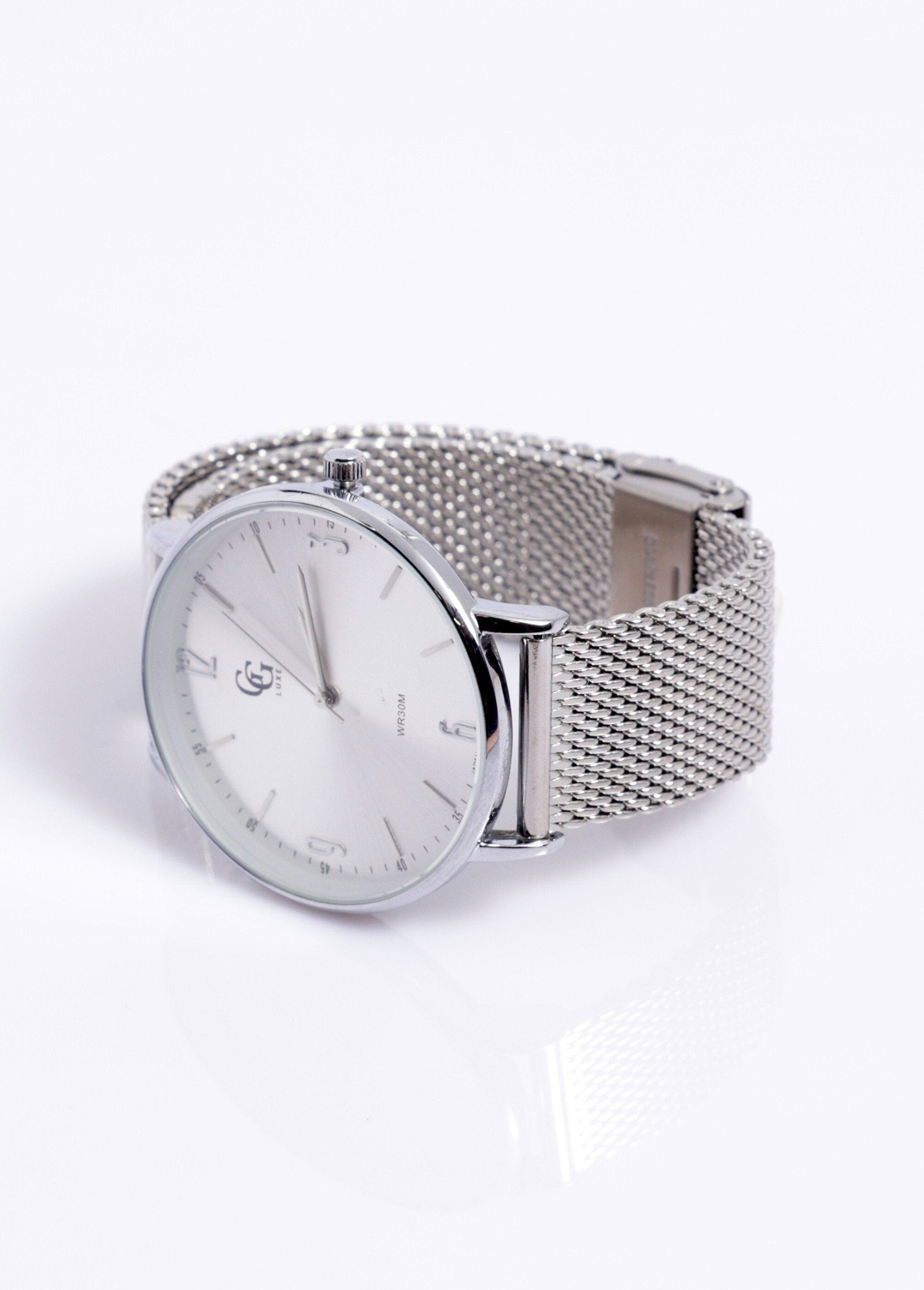 Rond_horloge_met_Milanese_schakelarmband_1G_Argent_blanc_DE1_slim