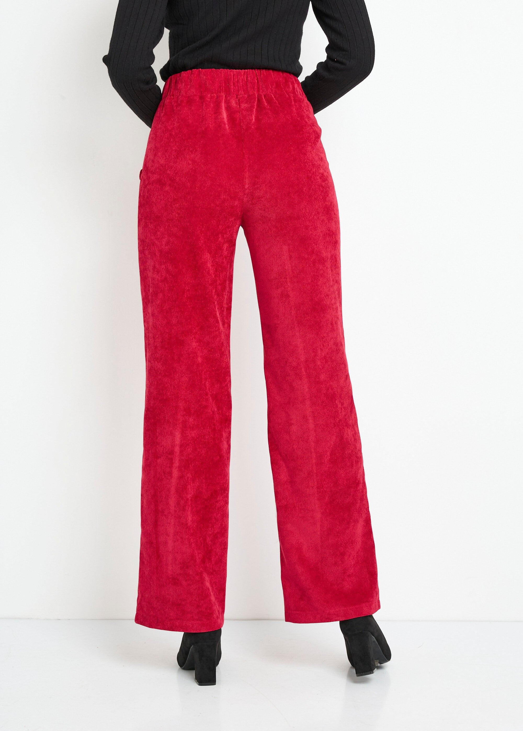 Pantalon_large_velours_milleraies_ceinture_semi-élastiquée_Rouge_DO1_slim