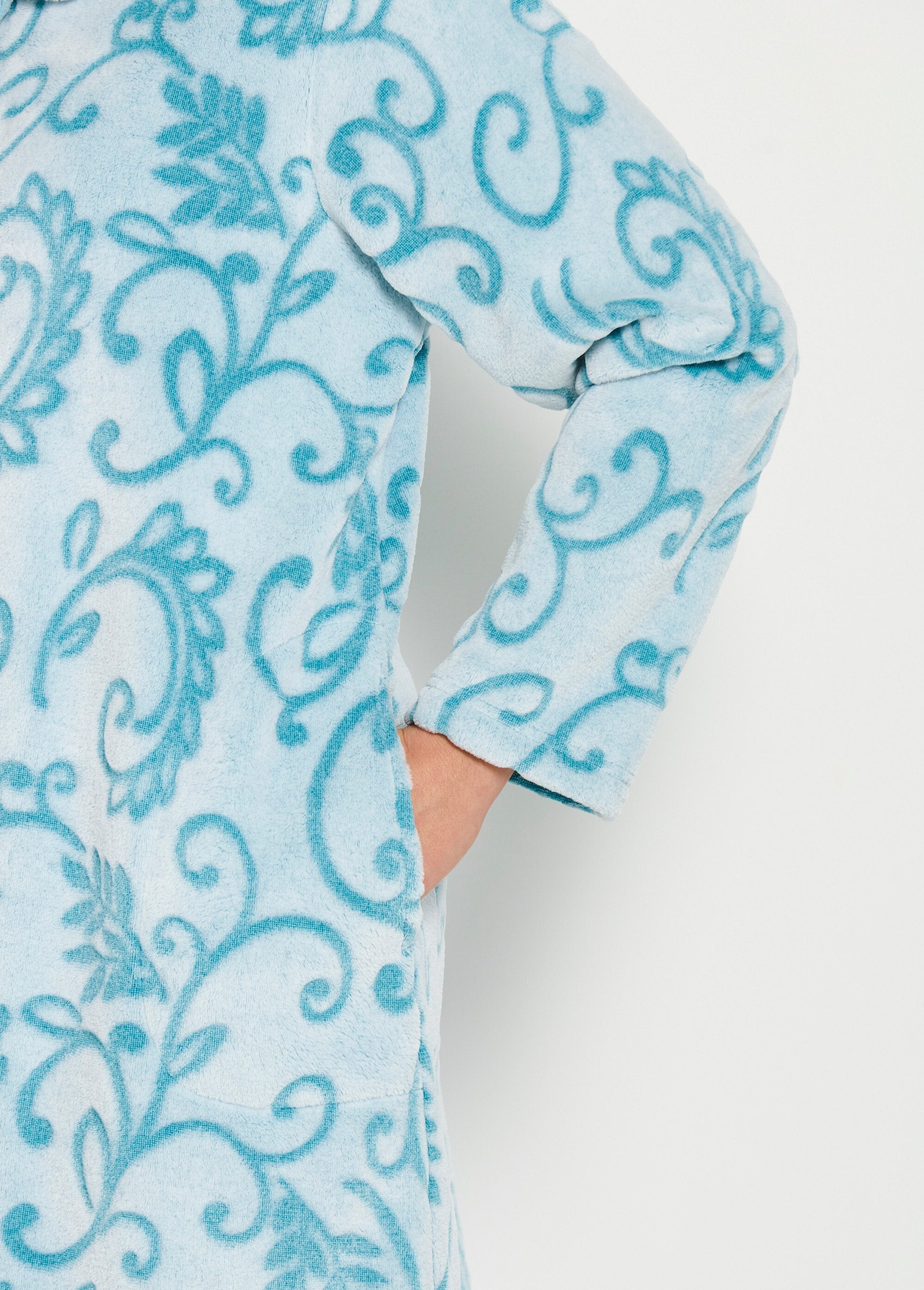 Fleece_badjas,_kort,_met_knopen_Vert_canard_DE2_slim