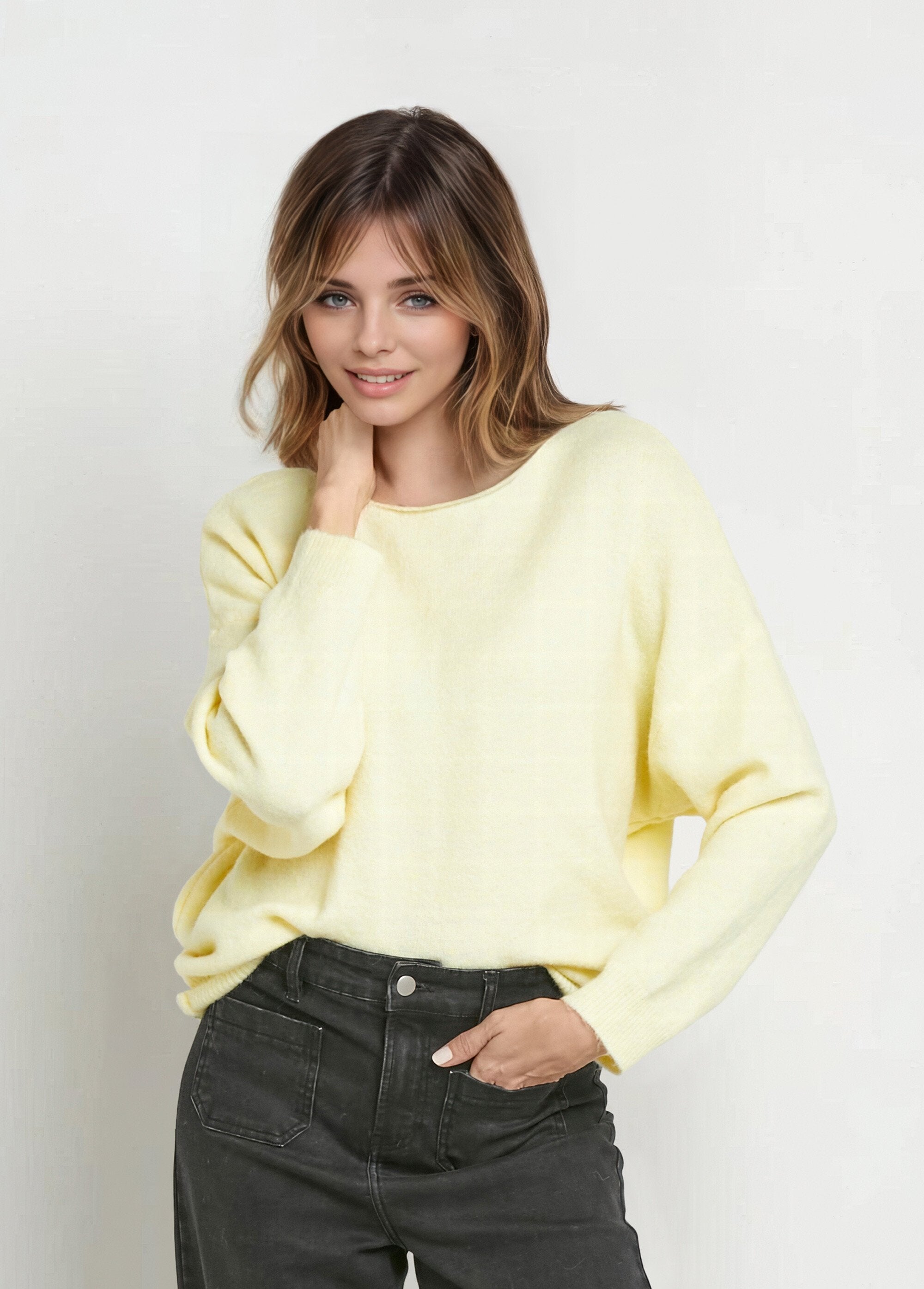 Warme_wollen_trui,_boothals_Jaune_clair_FA1_slim