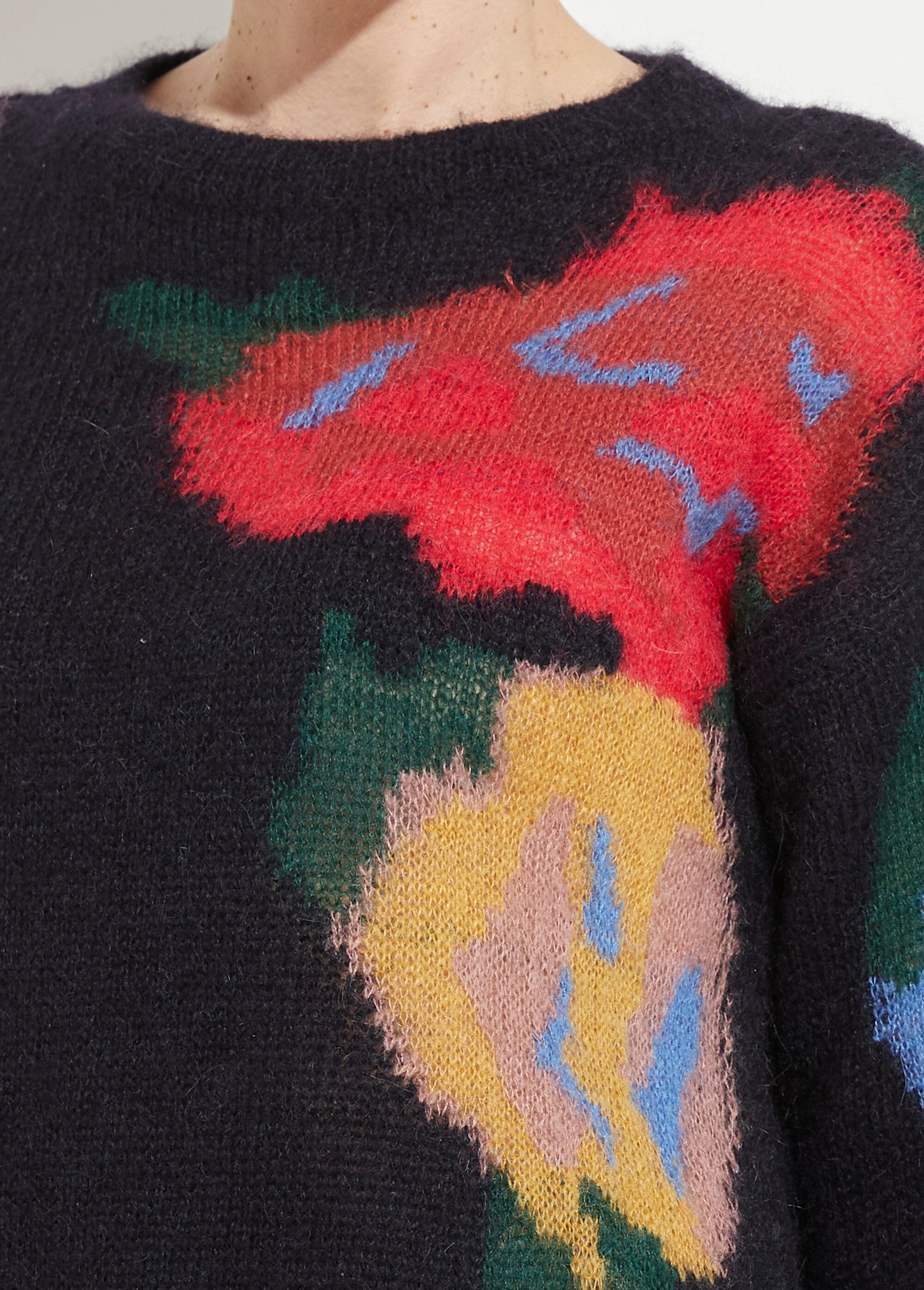 Trui_met_ronde_hals_en_gebloemde_jacquard_van_mohair_Marine_et_tomette_DE1_slim