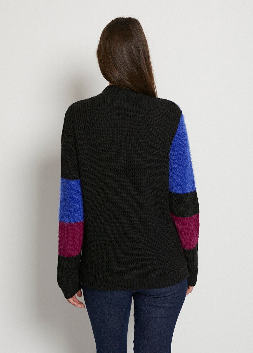 Pull_graphique_mailles_perlée_et_poilue_Bleu_et_fuchsia_DO1_slim