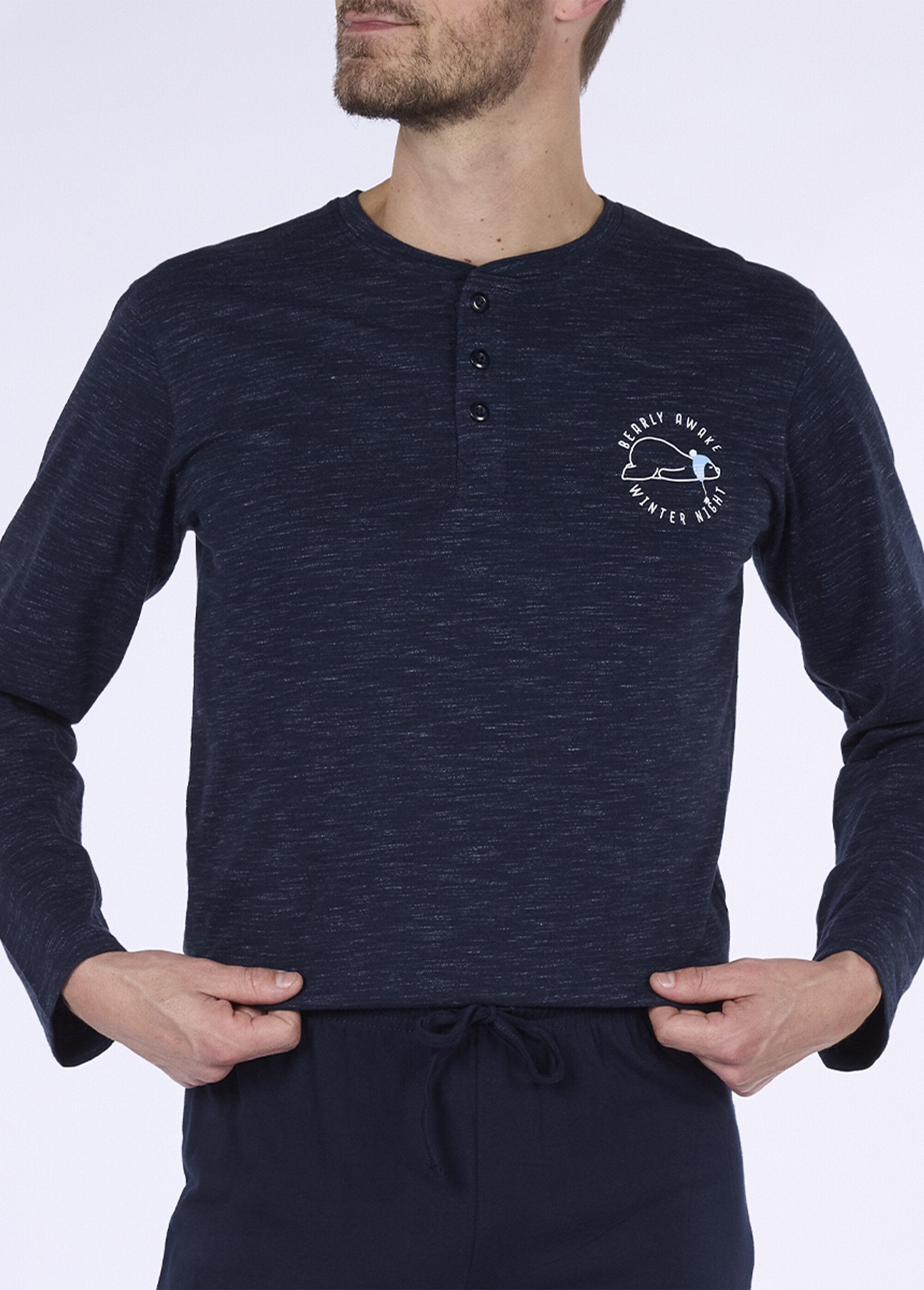 2-delige_pyjama,_lange_mouwen,_gevlekt_Bleu_chine_DE1_slim