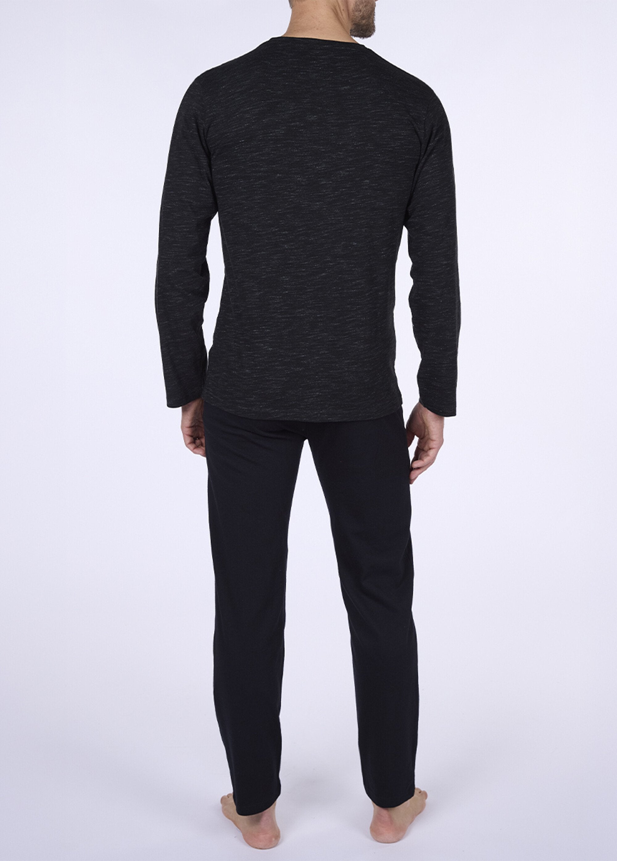 2-delige_pyjama,_lange_mouwen,_gevlekt_Gris_chine_DO1_slim