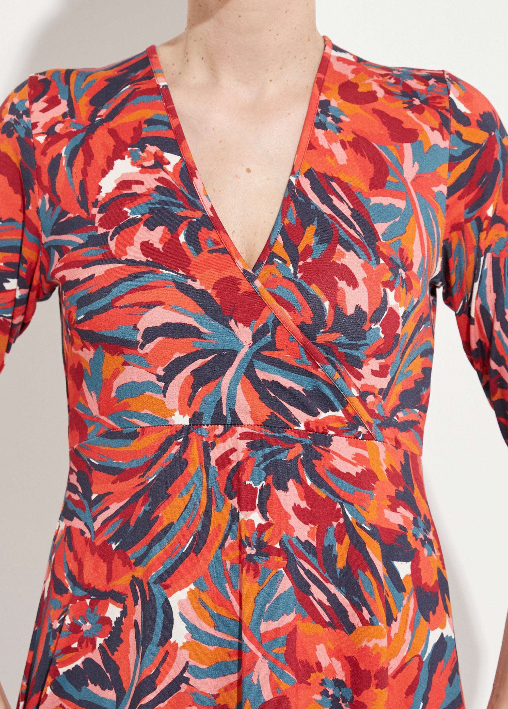 Korte_wikkeljurk_met_3/4-mouwen_en_bloemmotief_Imprime_tomette_DE1_slim