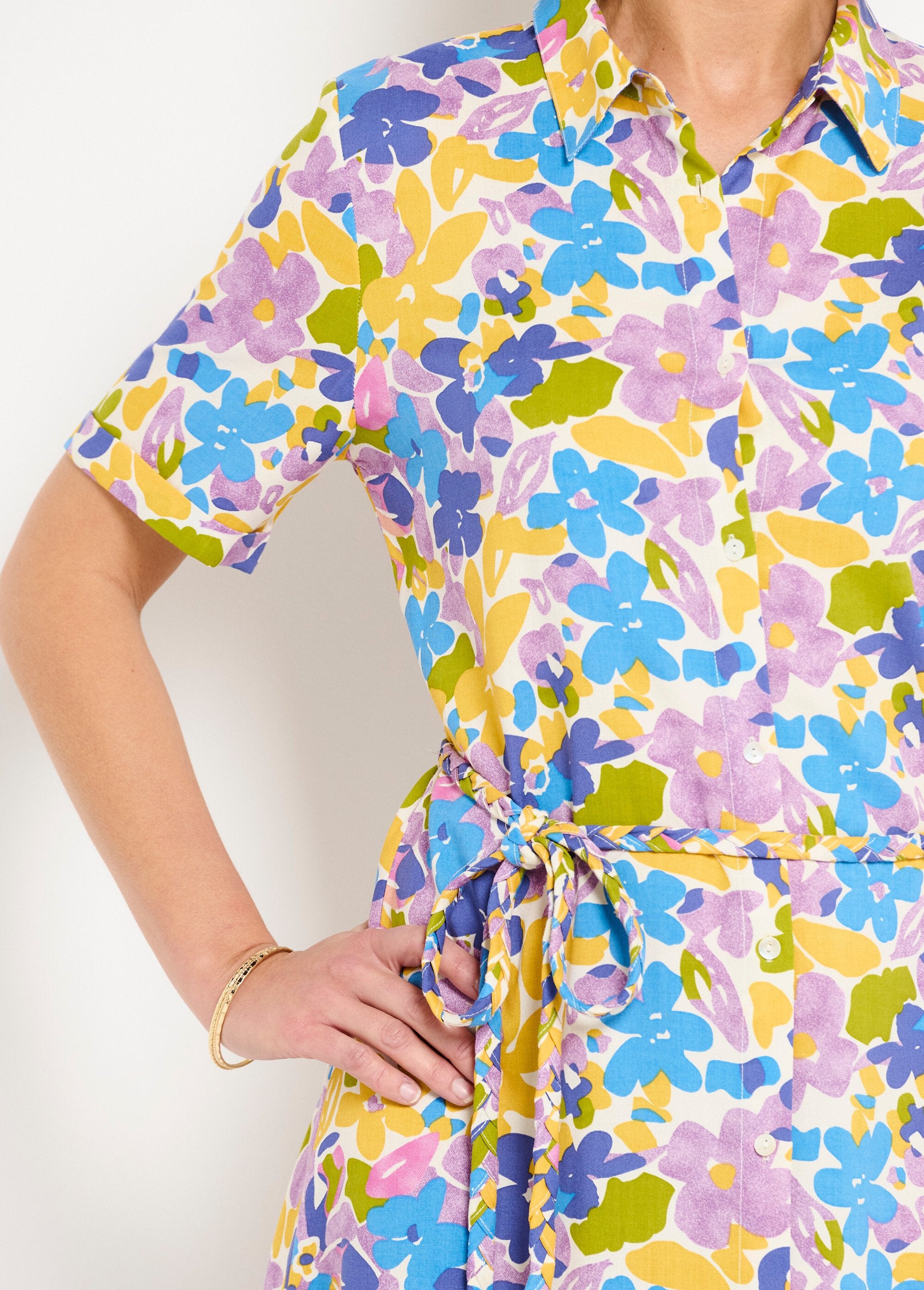 Korte_rechte_blousejurk_met_bloemen_Multicolore_DE1_slim