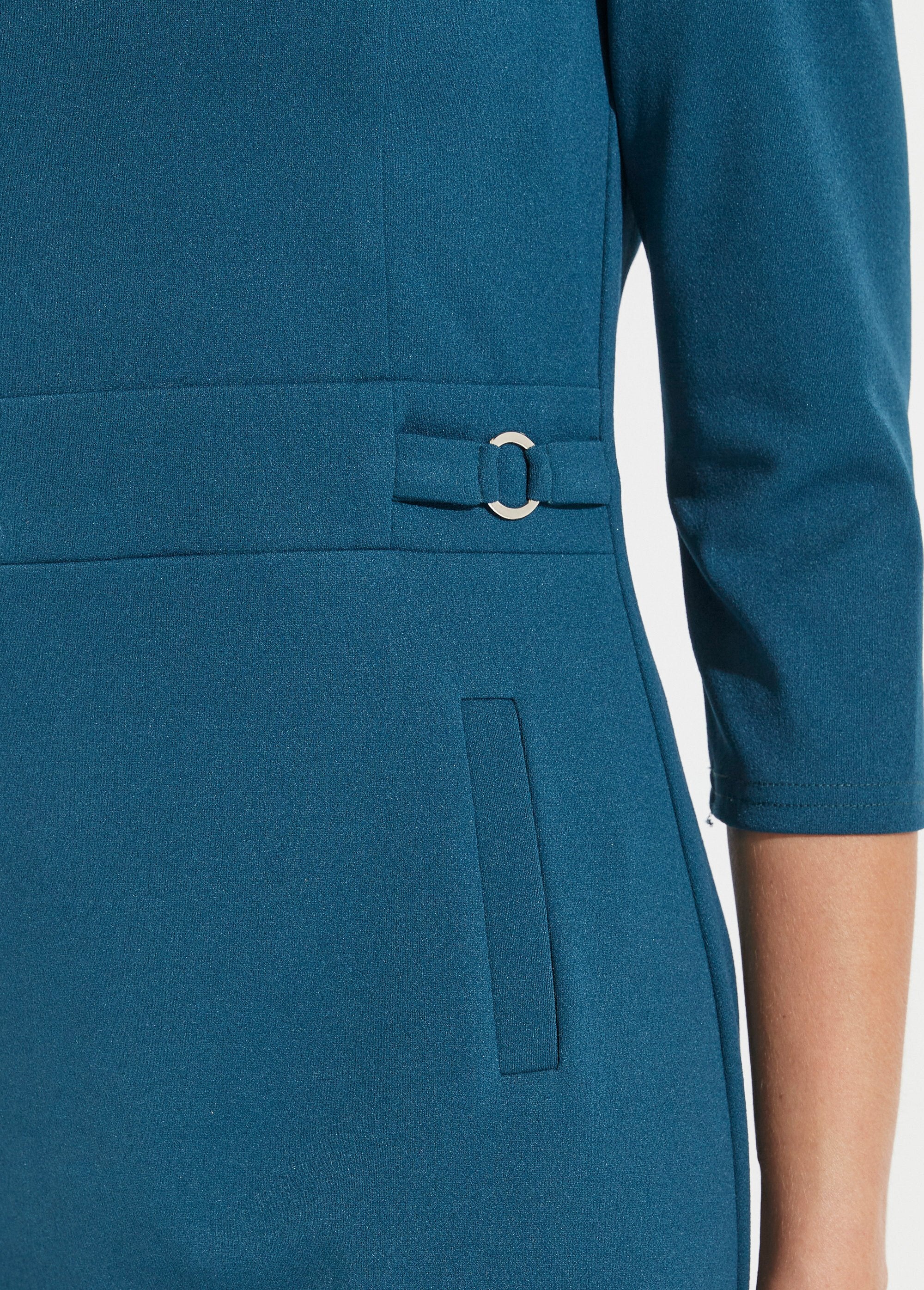 Rechte_jurk_met_3/4_mouwen_in_zacht_breisel_Canard_DE2_slim