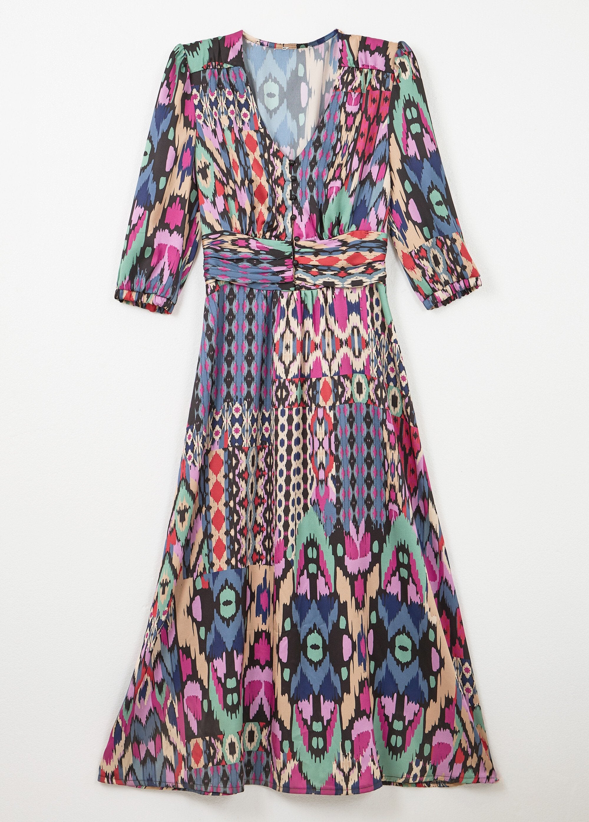 3/4-mouwen_etnische_print_satijnen_maxi_jurk_Multicolore_AP1_slim