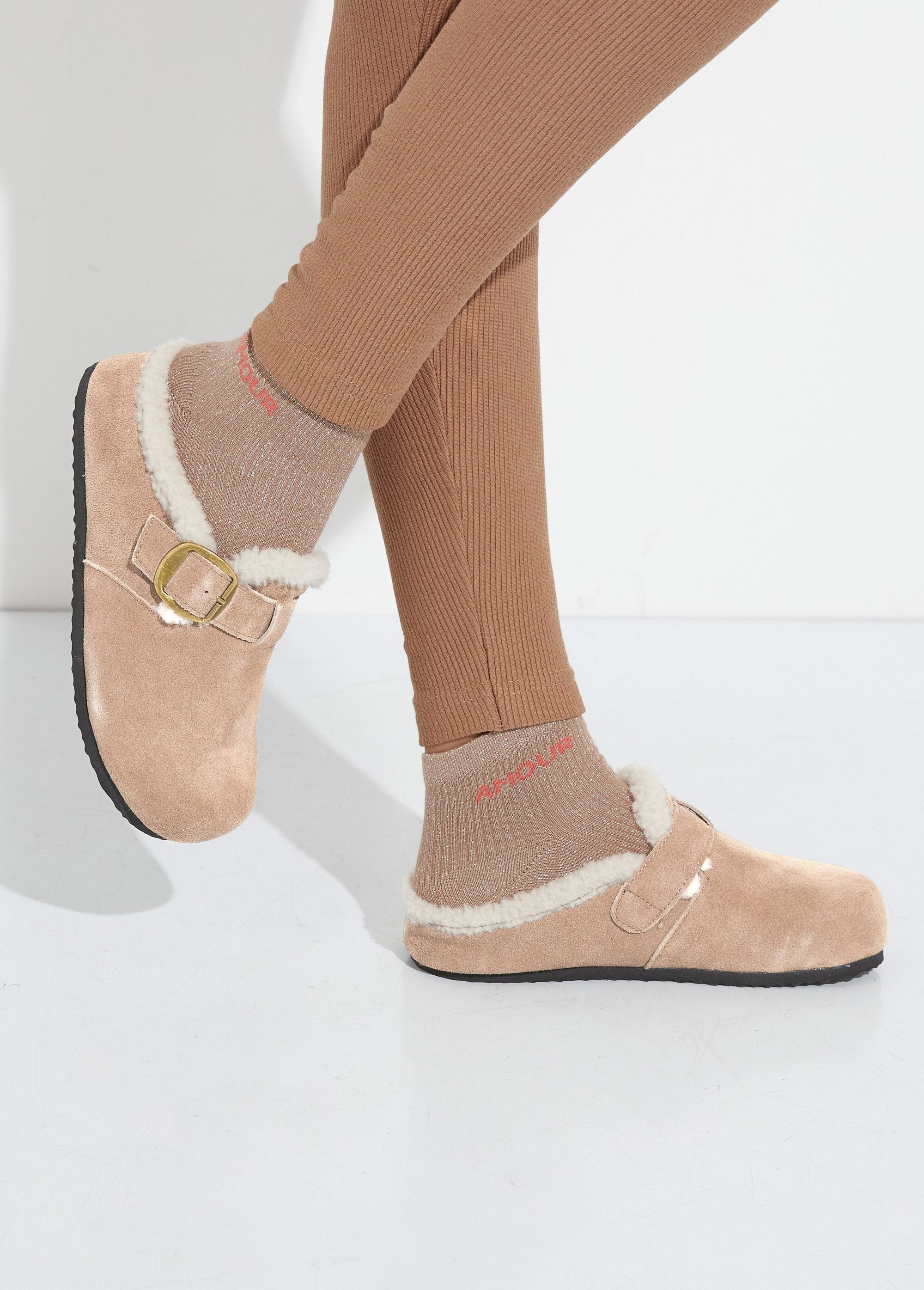 Suède_klompen,_bontvoering_Taupe_SF1_slim