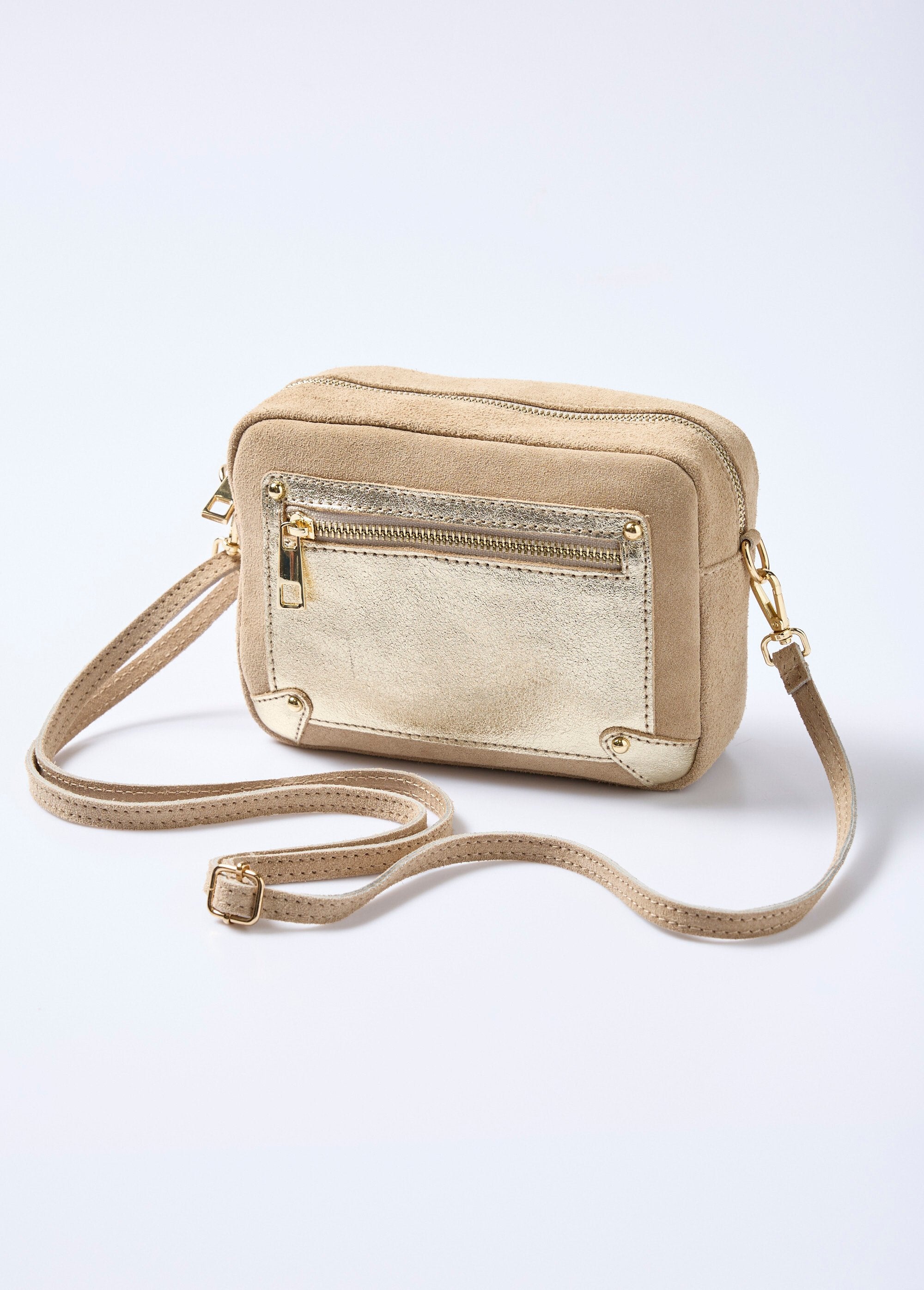 Rechthoekige_tas_van_nubuck_en_metallic_leer_Beige_et_dore_FA1_slim