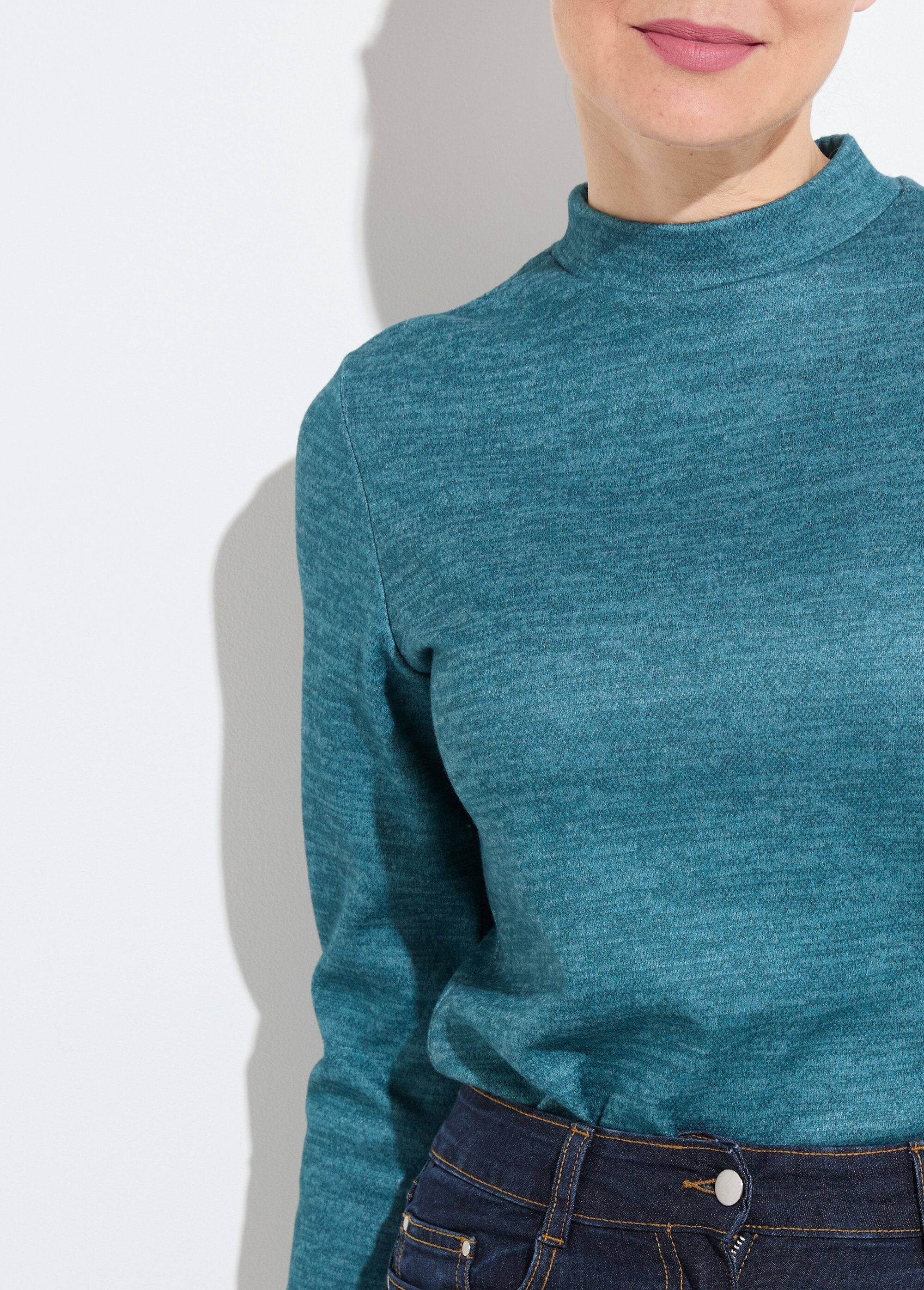 Warme_korte_trui_met_opstaande_kraag_Uni_vert_foret_DE1_slim