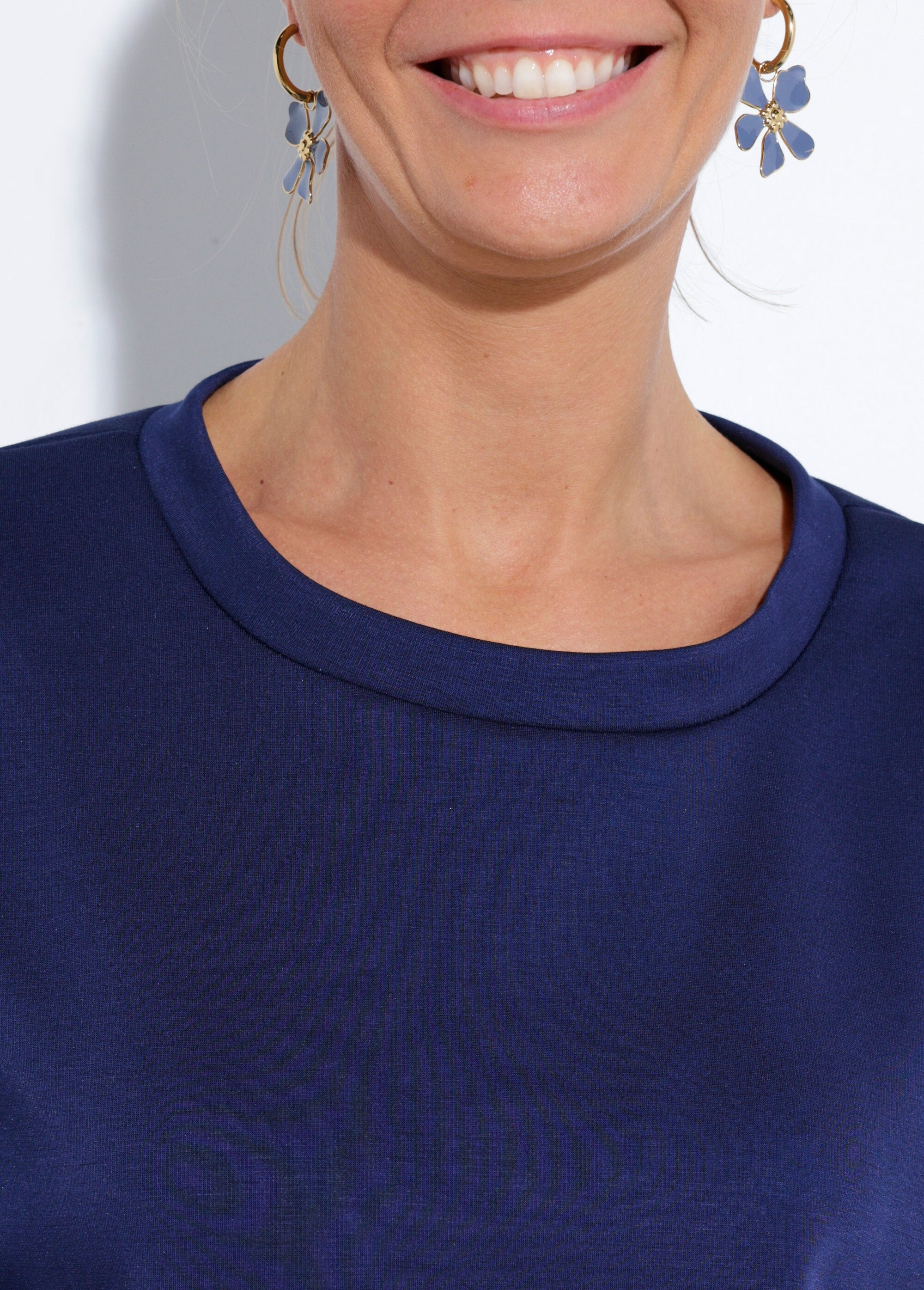 Sweat_coupe_confort_avec_manches_3/4_Marine_DE1_slim