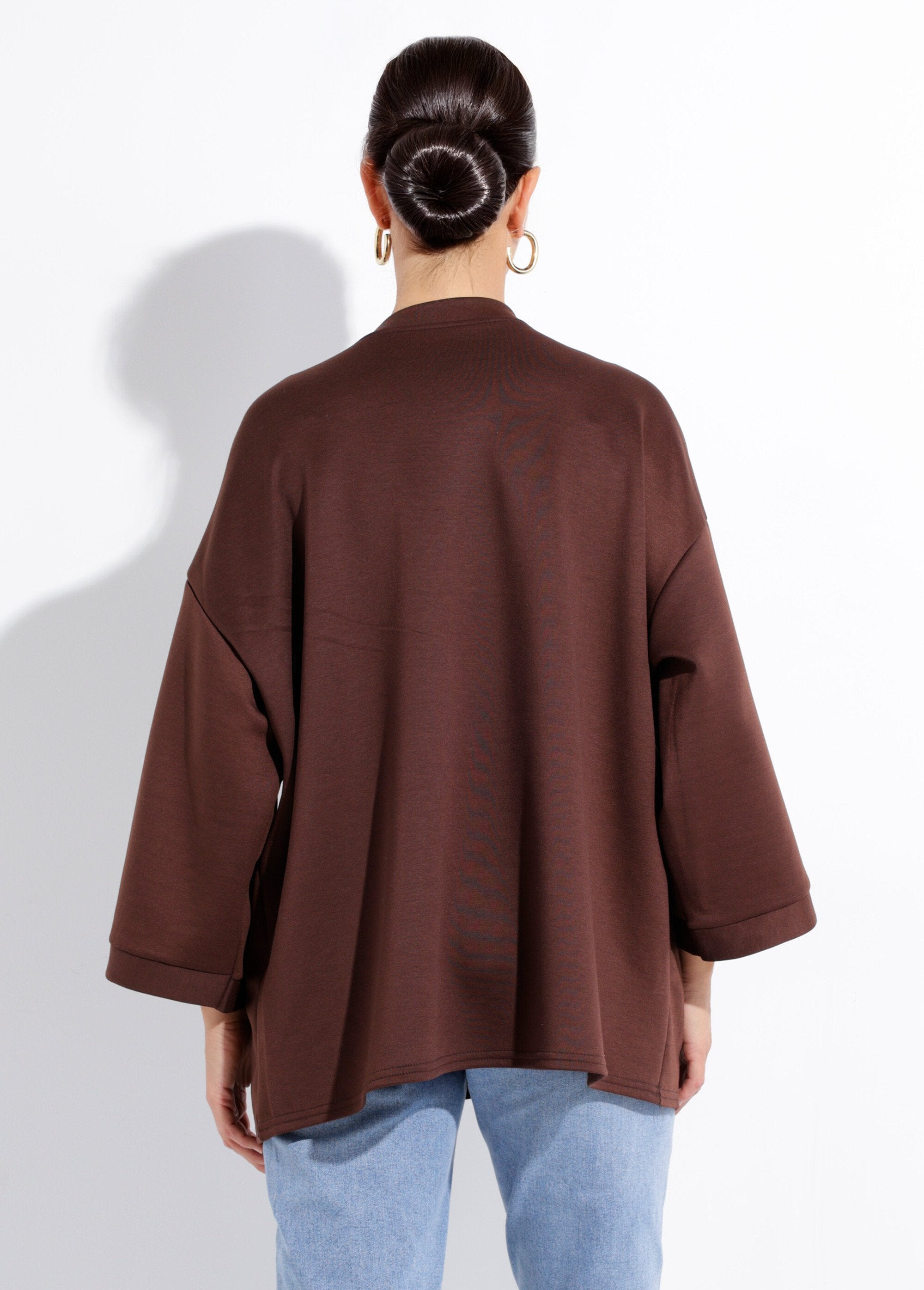 Groot_sweatshirt_met_ronde_hals,_3/4_mouwen_Chocolat_DO1_slim