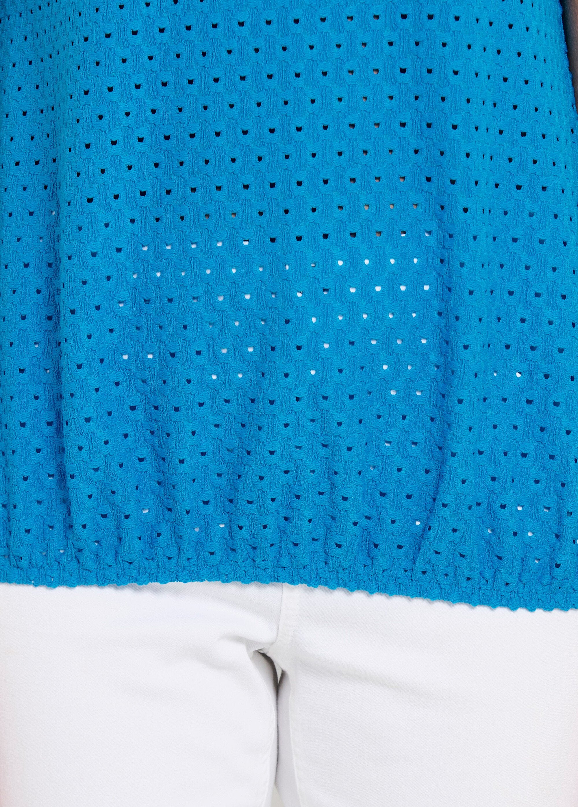 Losjes_vallend_kort_effen_T-shirt_met_V-hals_Turquoise_DE1_slim