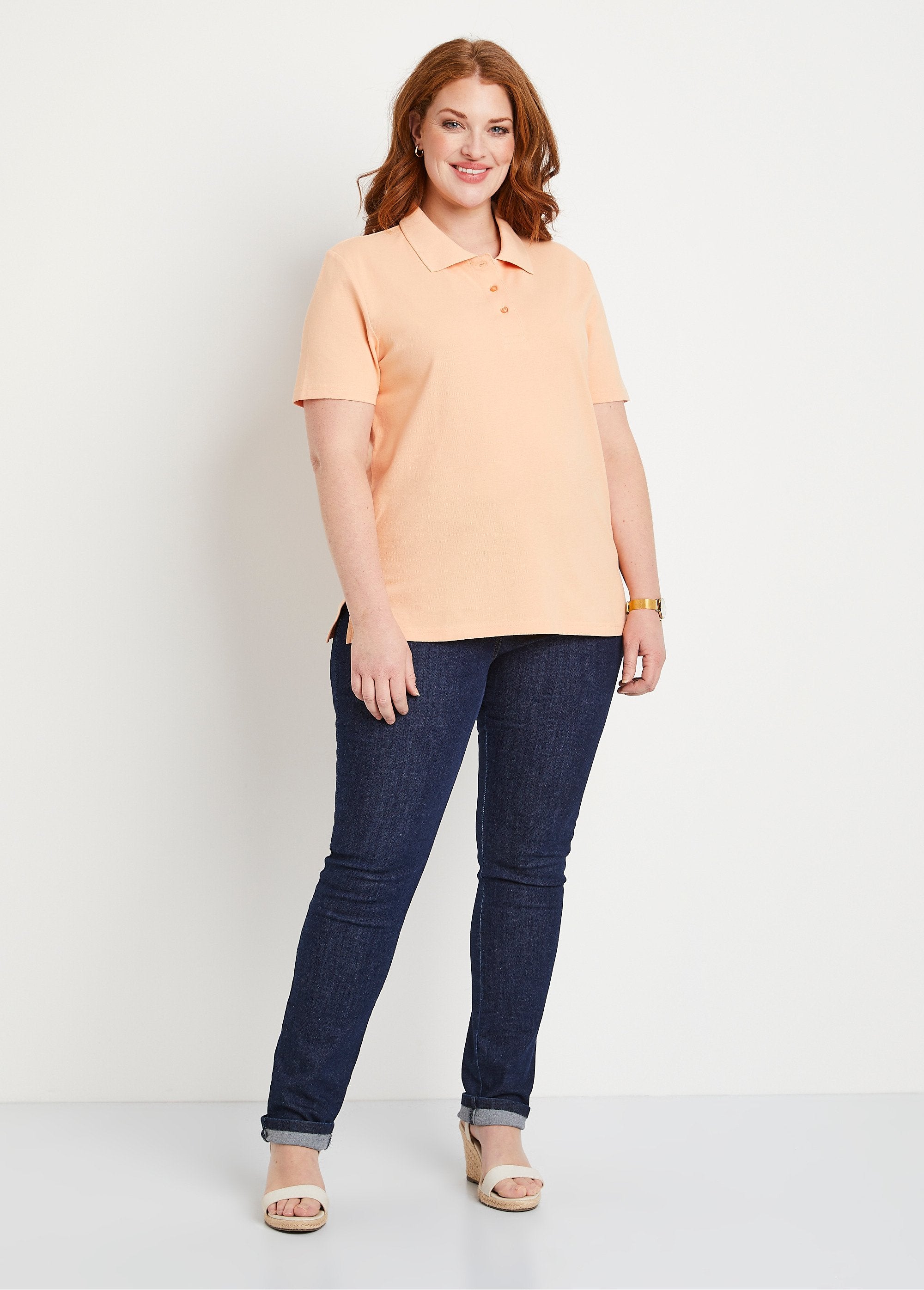 Gebreid_katoenen_polo_hals_T-shirt_Meloen_SF1_curvy