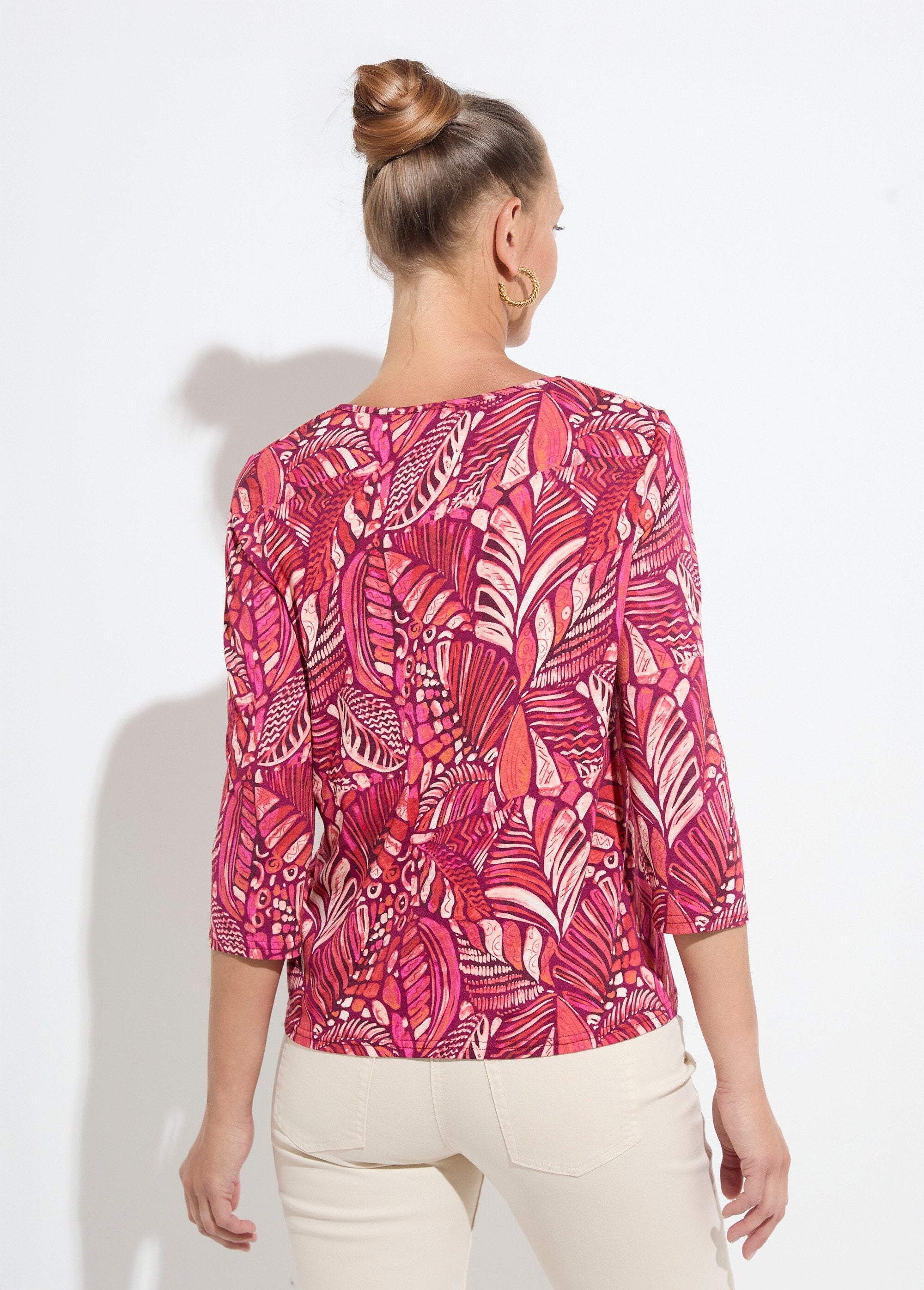 T-shirt_met_patchworkprint_en_ronde_hals_Rose_et_orange_DO1_slim