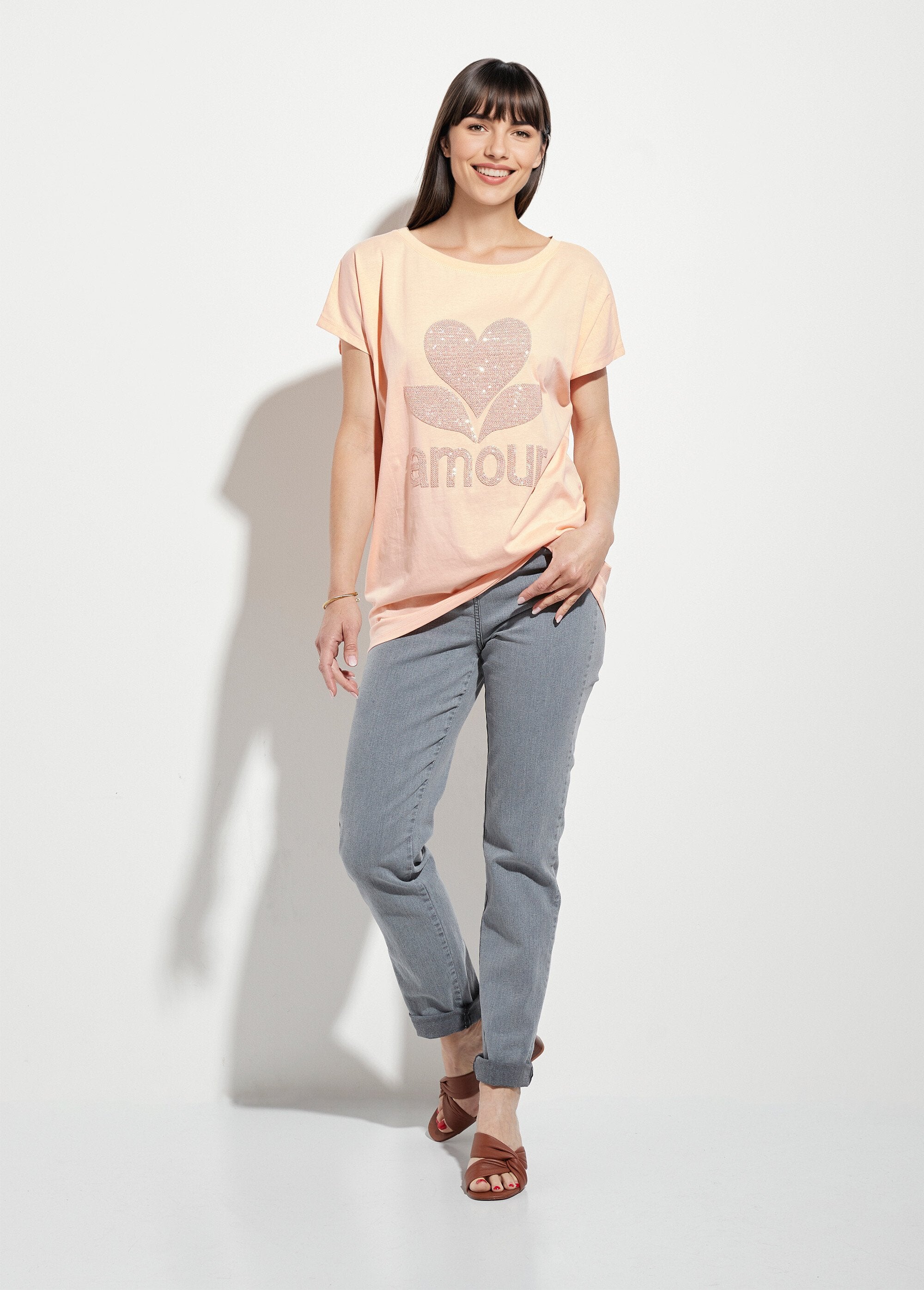 Love_T-shirt_met_ronde_hals_Orange_SF1_slim