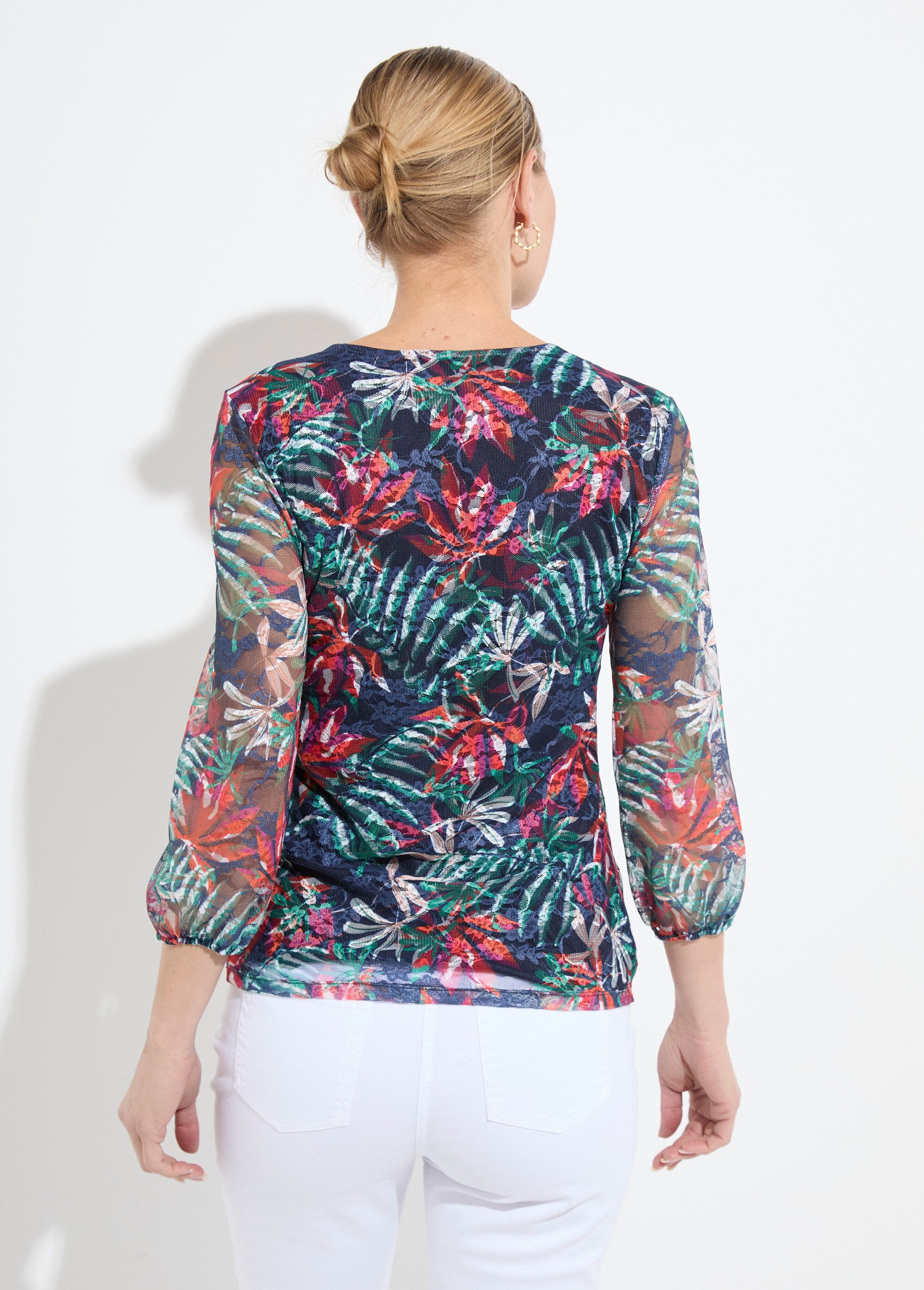 T-shirt_met_bedrukte_kanten_V-hals_Marine_et_orange_DO1_slim