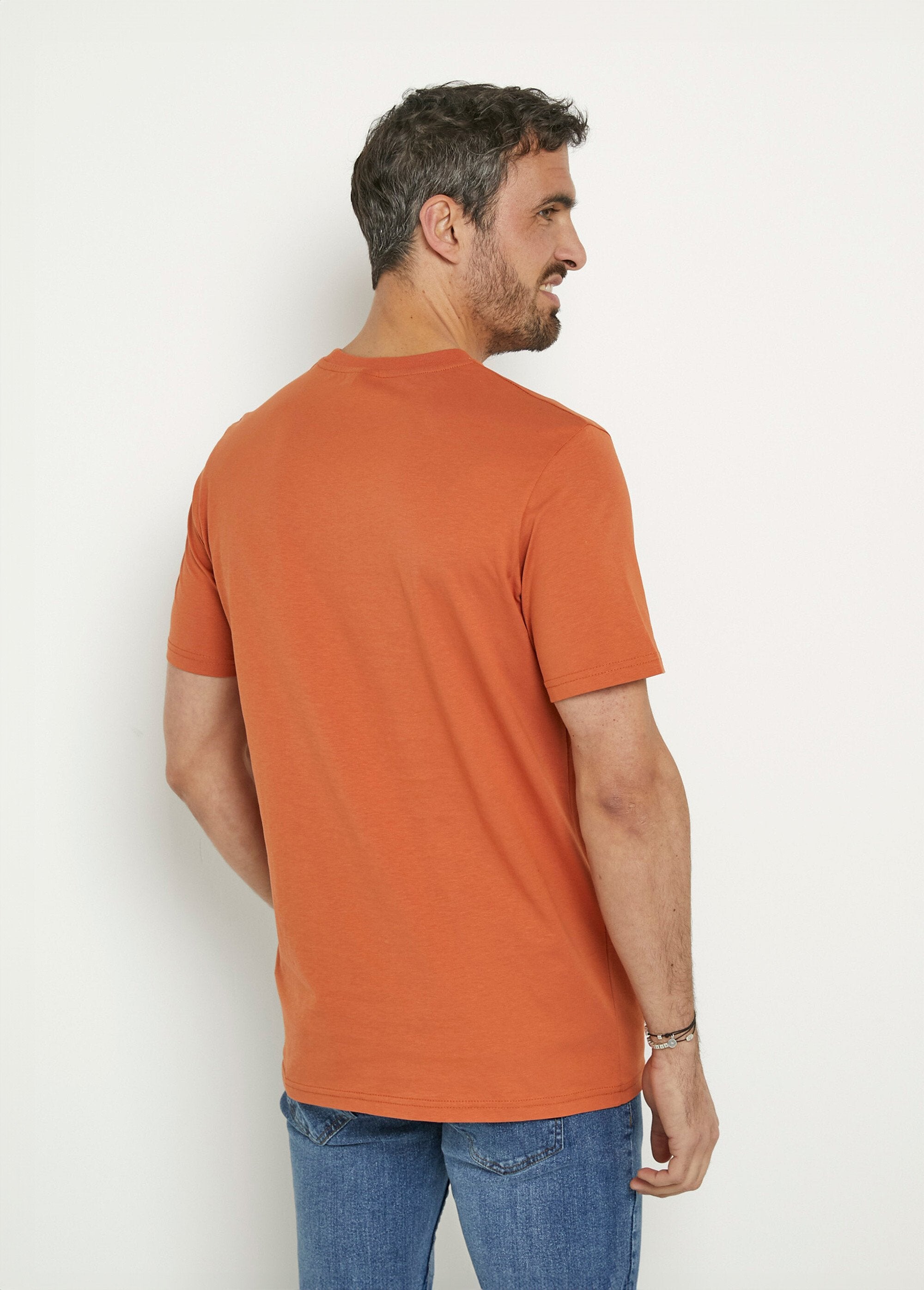 Katoenen_T-shirt_met_korte_mouwen_en_ronde_hals_Orange_DO1_slim
