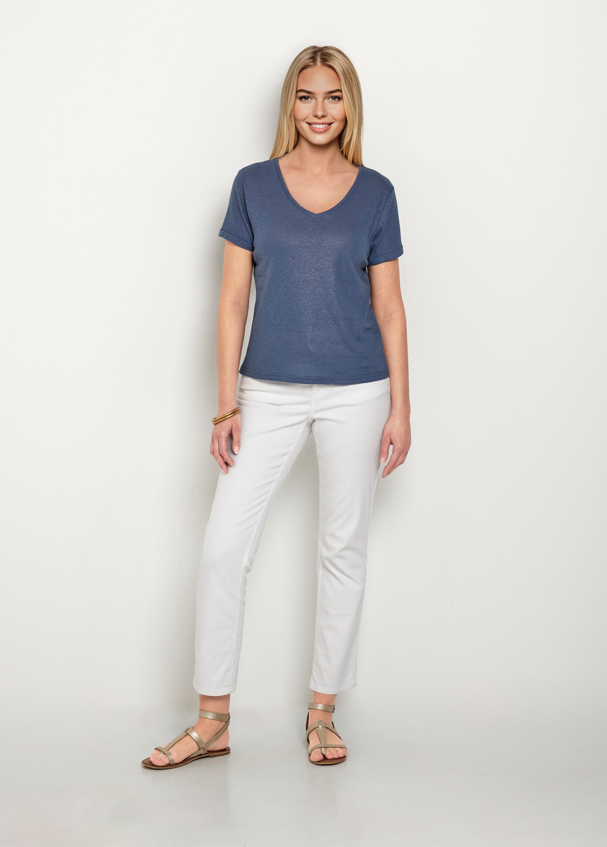 T-shirt_van_gebreid_metallic_katoenlinnen_Bleu_SF1_slim